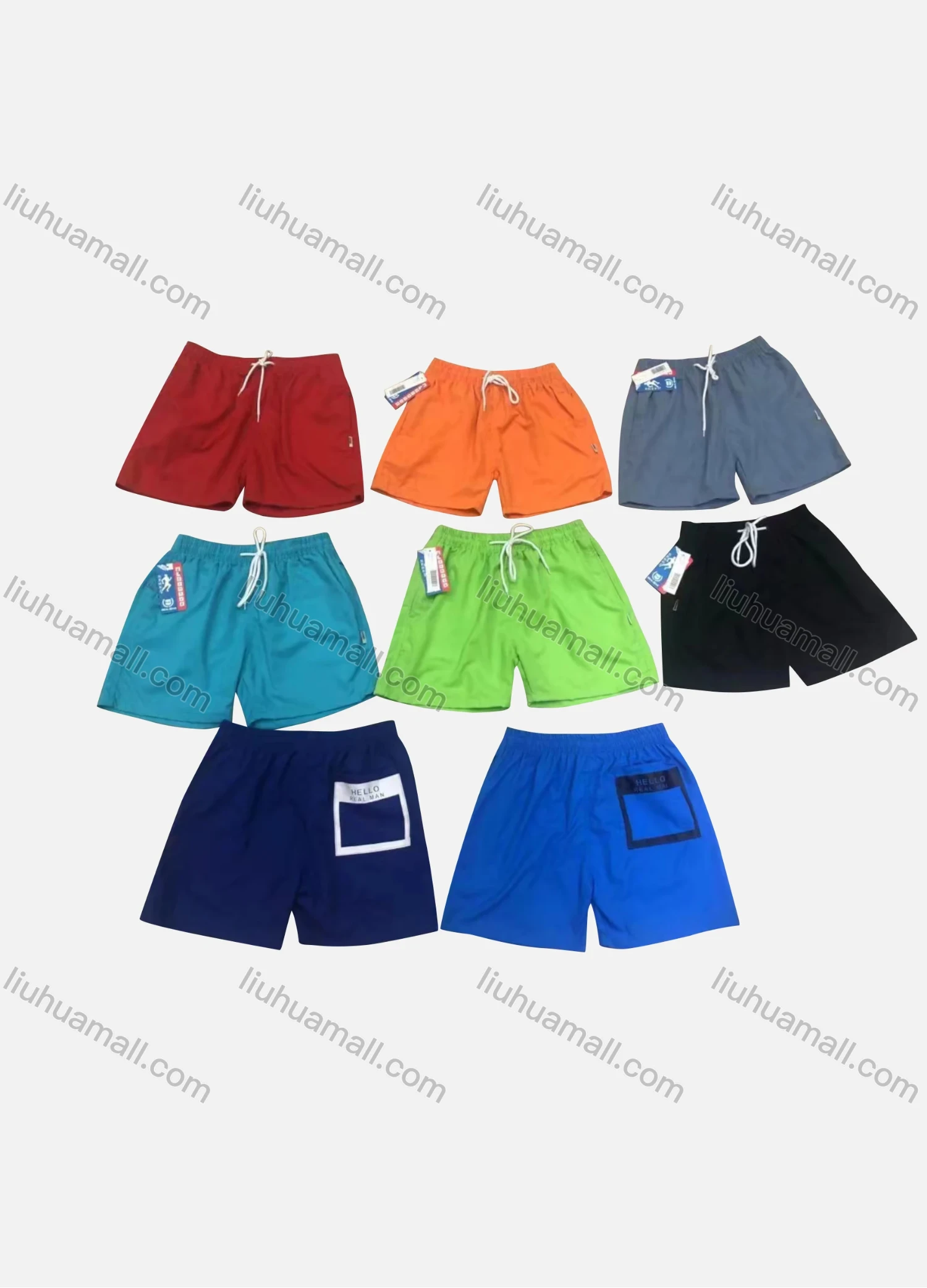 Wholesale Men's Casual Plain Patch Pocket Drawstring Shorts 113# - Liuhuamall