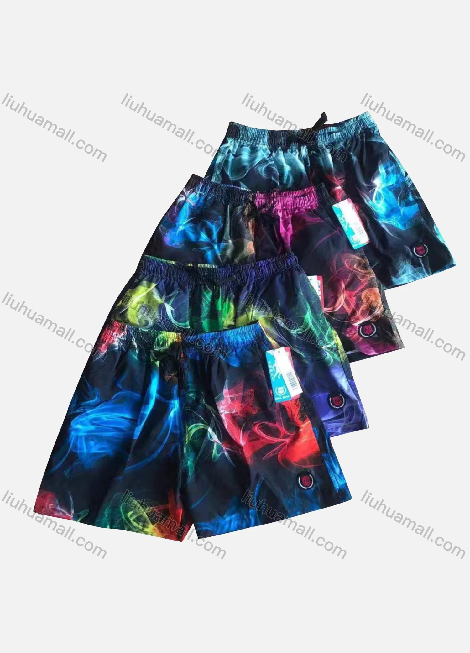 Wholesale Men's Casual Allover Abstract Print Drawstring Shorts 115-2# - Liuhuamall