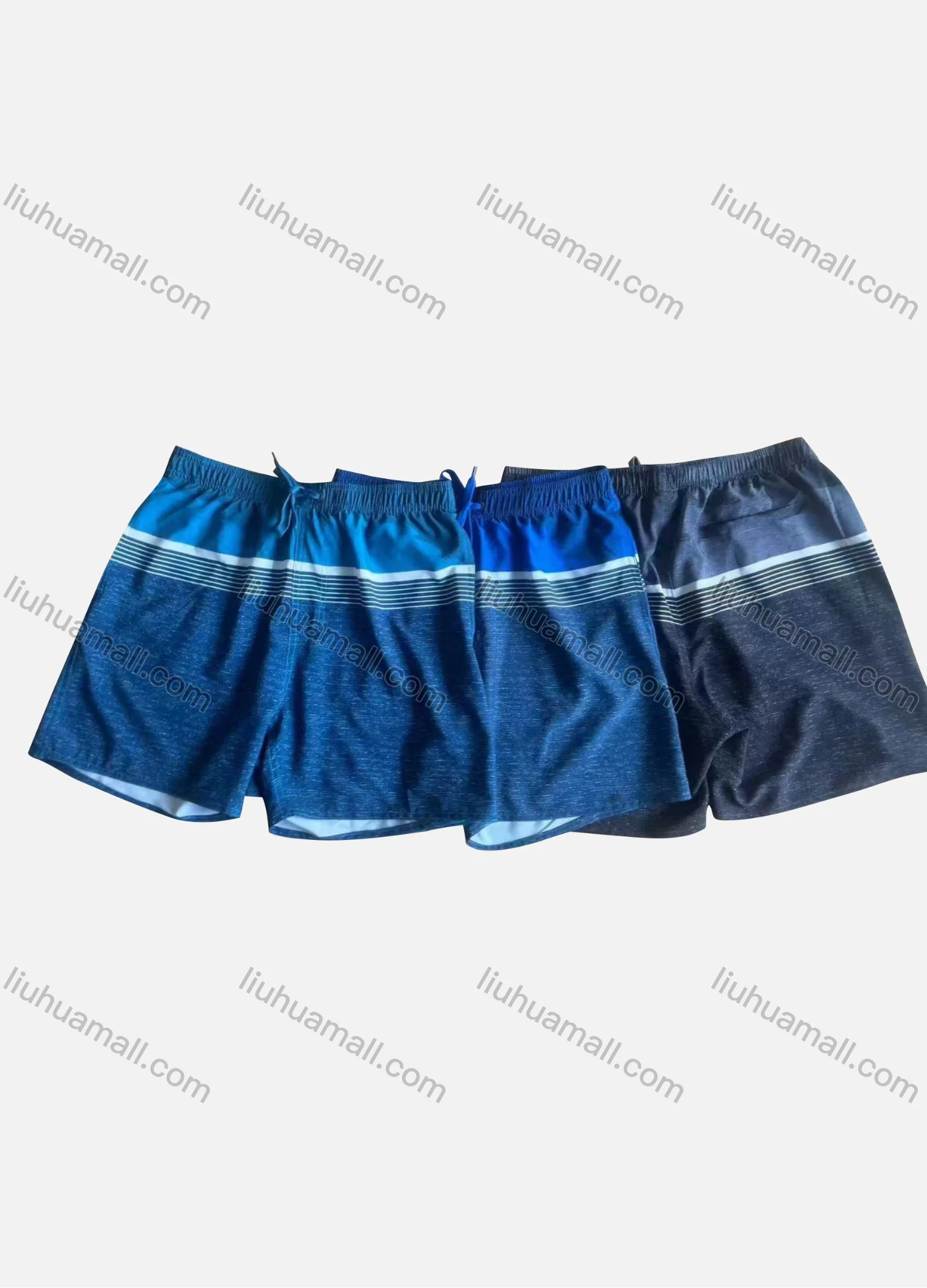 Wholesale Men's Casual Striped Colorblock Patch Pocket Drawstring Shorts 537# - Liuhuamall