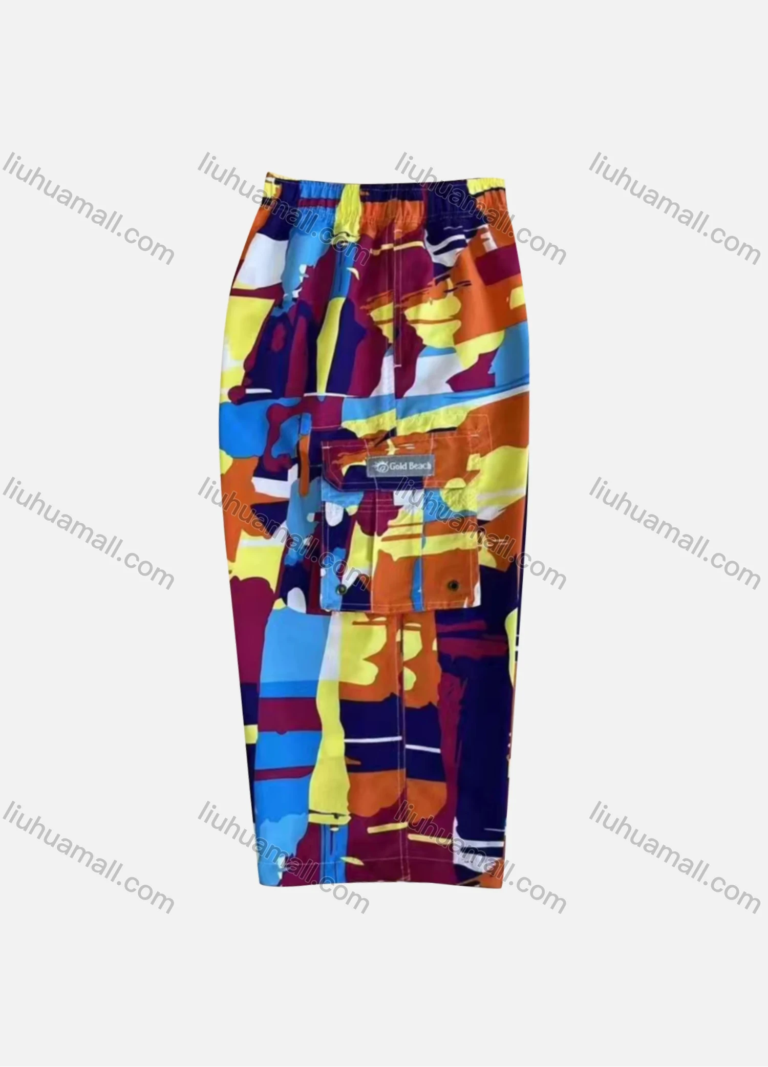 Wholesale Men's Casual Allover Print Flap Pockets Elastic Waist Shorts 4072# - Liuhuamall