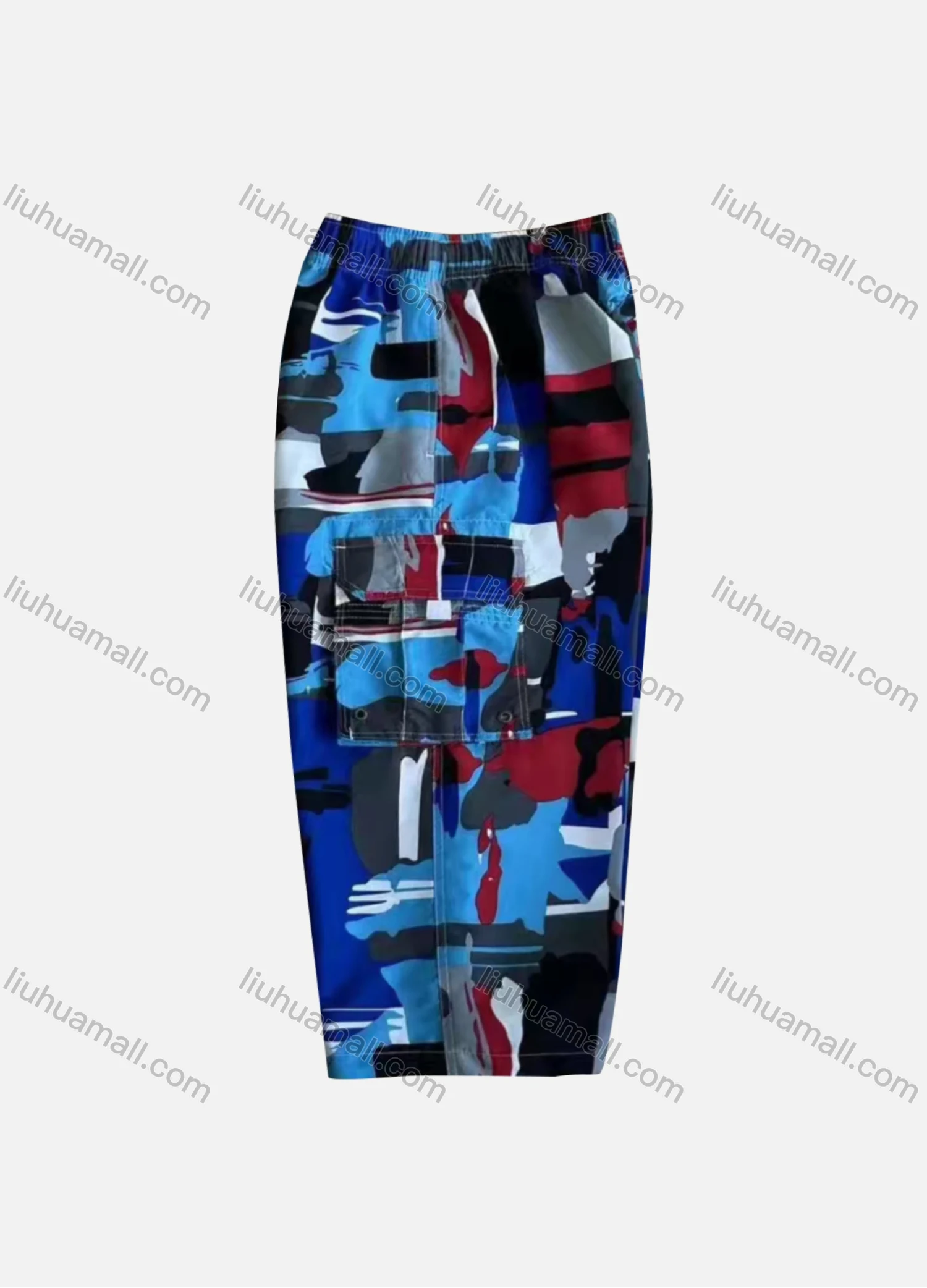 Wholesale Men's Casual Allover Print Flap Pockets Elastic Waist Shorts 4072# - Liuhuamall