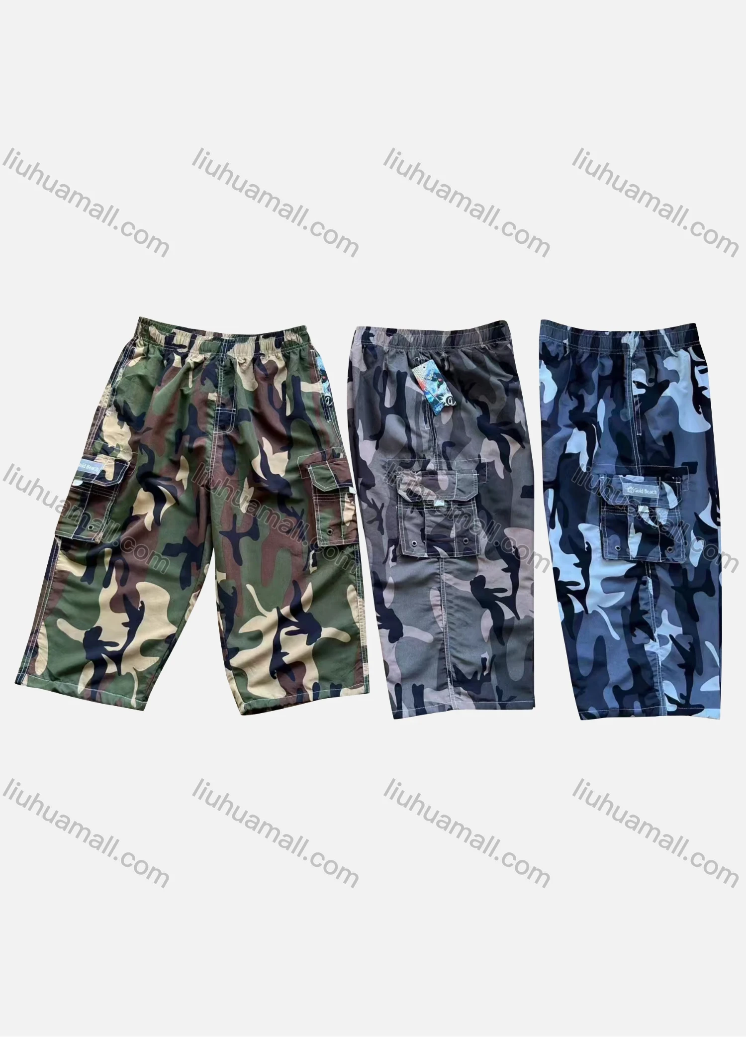 Wholesale Men's Casual Camouflage Flap Pockets Elastic Waist Shorts 4069# - Liuhuamall