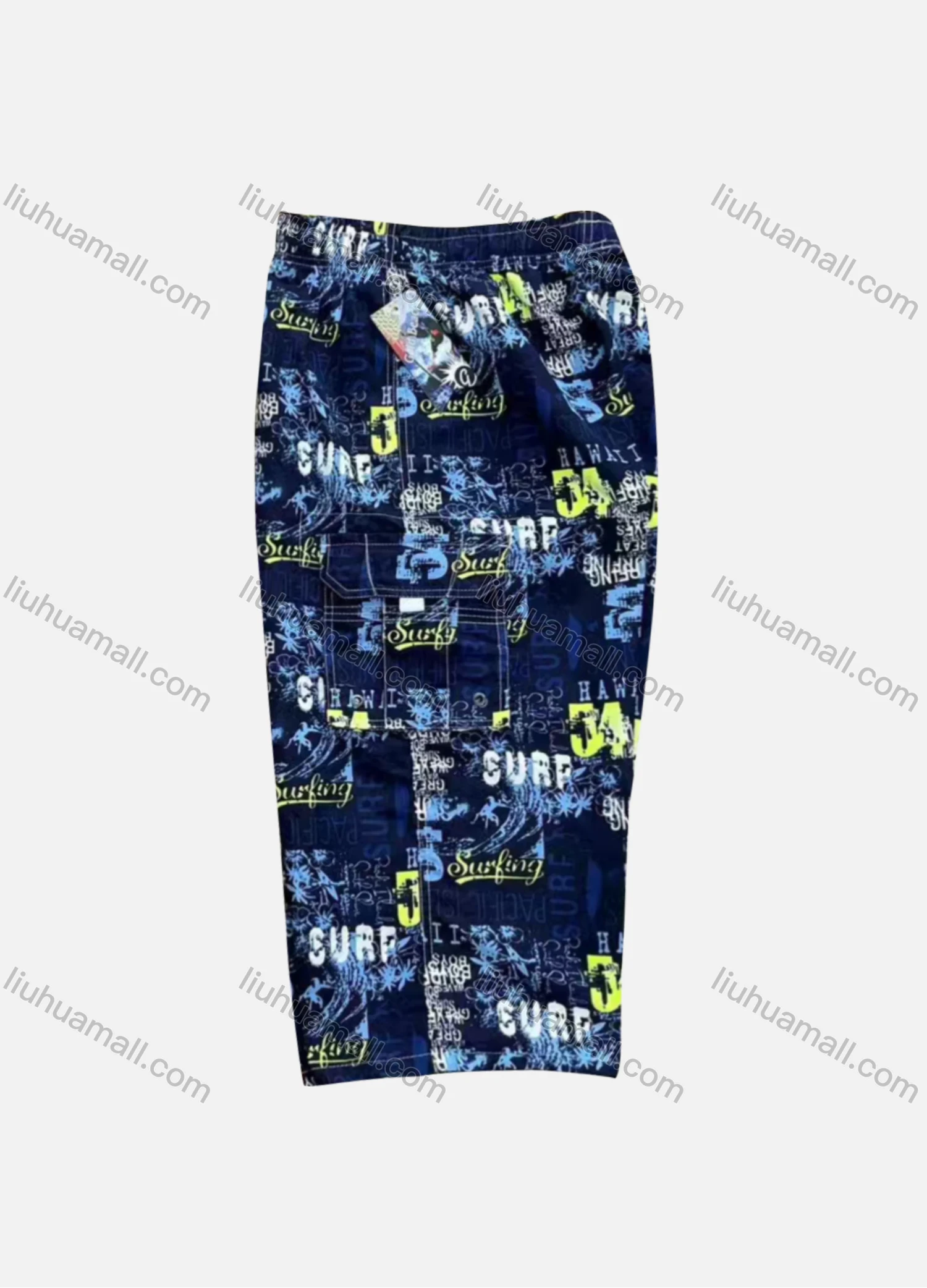 Wholesale Men's Casual Allover Letter Print Flap Pockets Elastic Waist Shorts 4066# - Liuhuamall