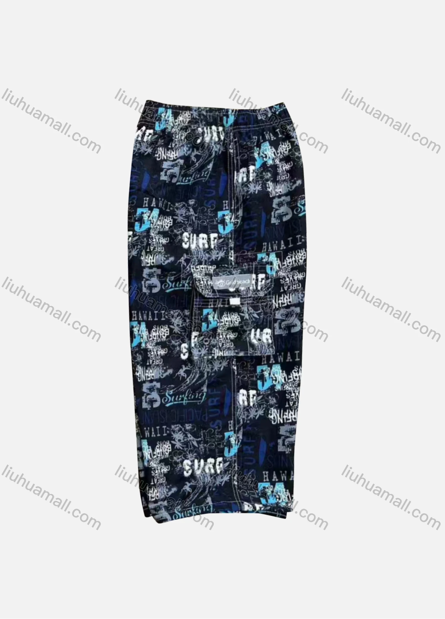 Wholesale Men's Casual Allover Letter Print Flap Pockets Elastic Waist Shorts 4066# - Liuhuamall