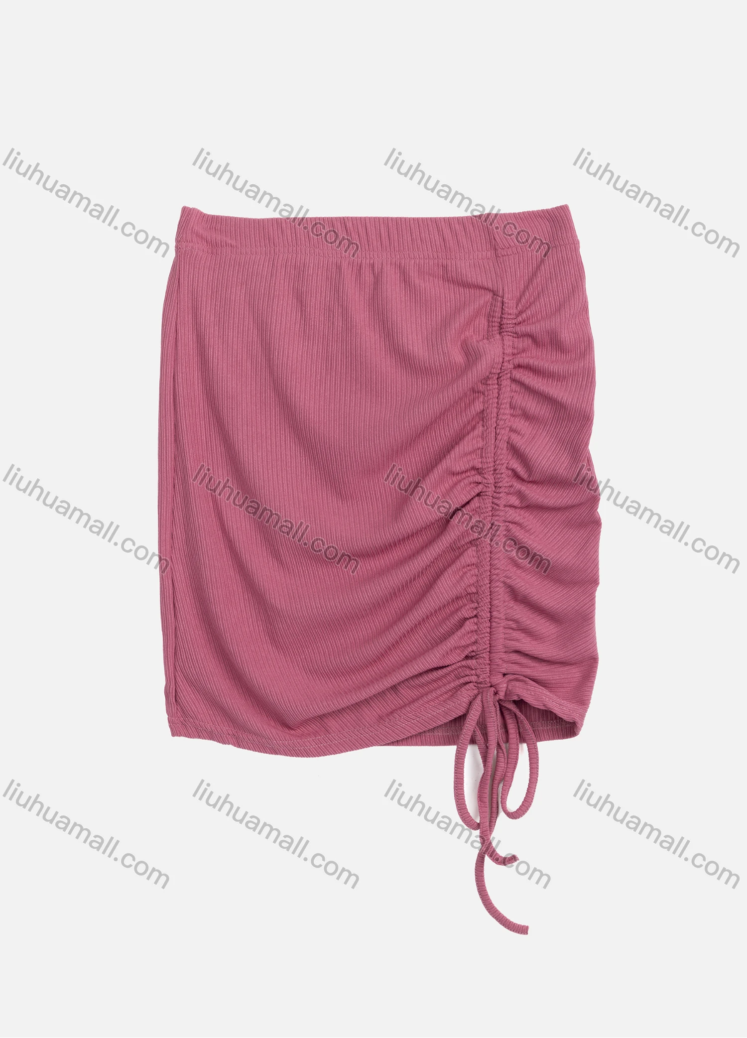 Wholesale Women's Casual Plain V Neck Short Sleeve Ruched Drawstring Top & Skirt Sets 2567# - Liuhuamall