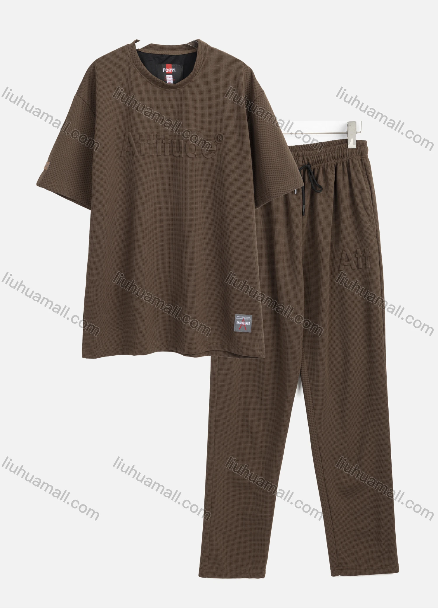 Wholesale Men's Casual Letter Drop Shoulder Short Sleeve T-Shirts & Pockets Drawstring Pants 2-Piece Set M5# - Liuhuamall