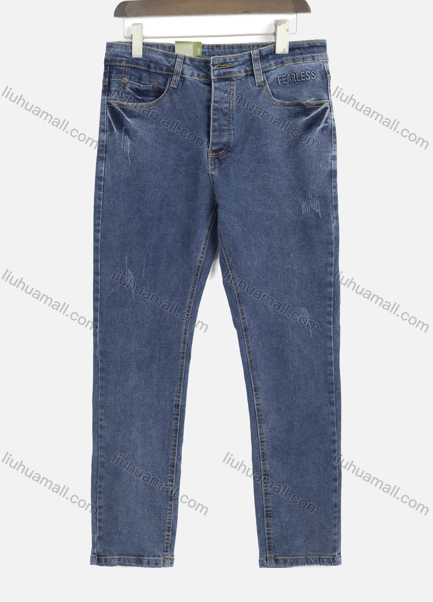 Wholesale Men's Casual Allover Print Short Sleeve Polo Shirts & Plain Pockets Jeans 2-Piece Set AK5+E8LT-11# - Liuhuamall