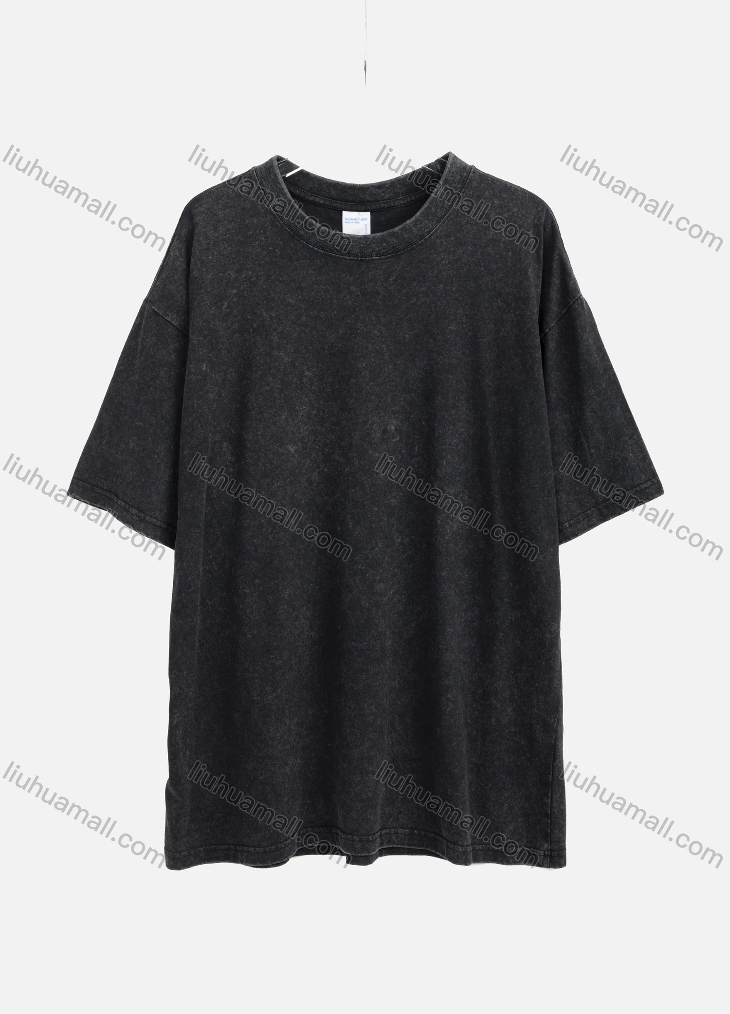 Wholesale Men's Casual 100%Cotton Wash Round Neck Plain Short Sleeve Drop Shoulder Tee - Liuhuamall