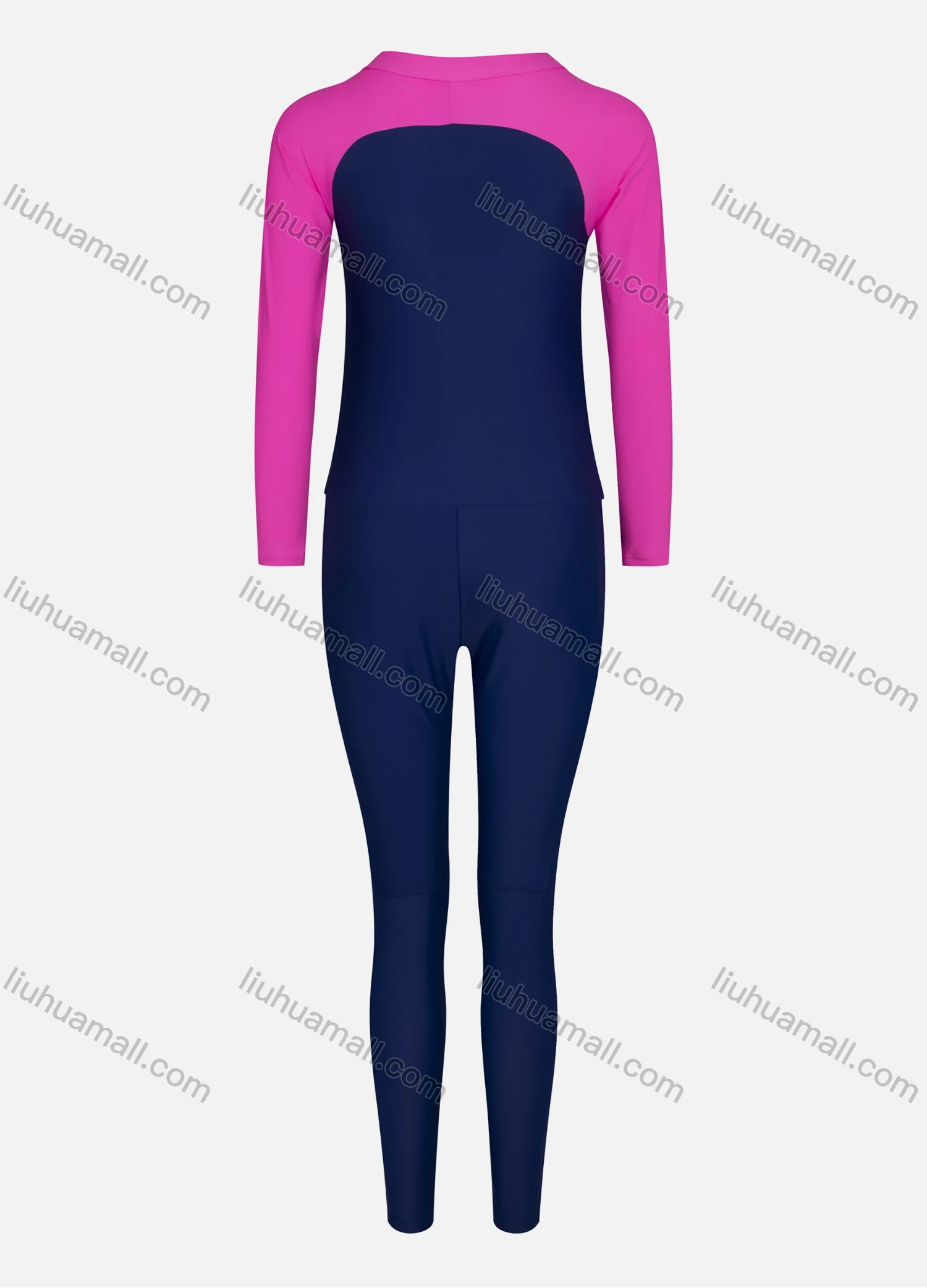 Wholesale Women's Sporty Zip Front Plain Round Neck Raglan Sleeve One Piece Swimsuit L215# - Liuhuamall