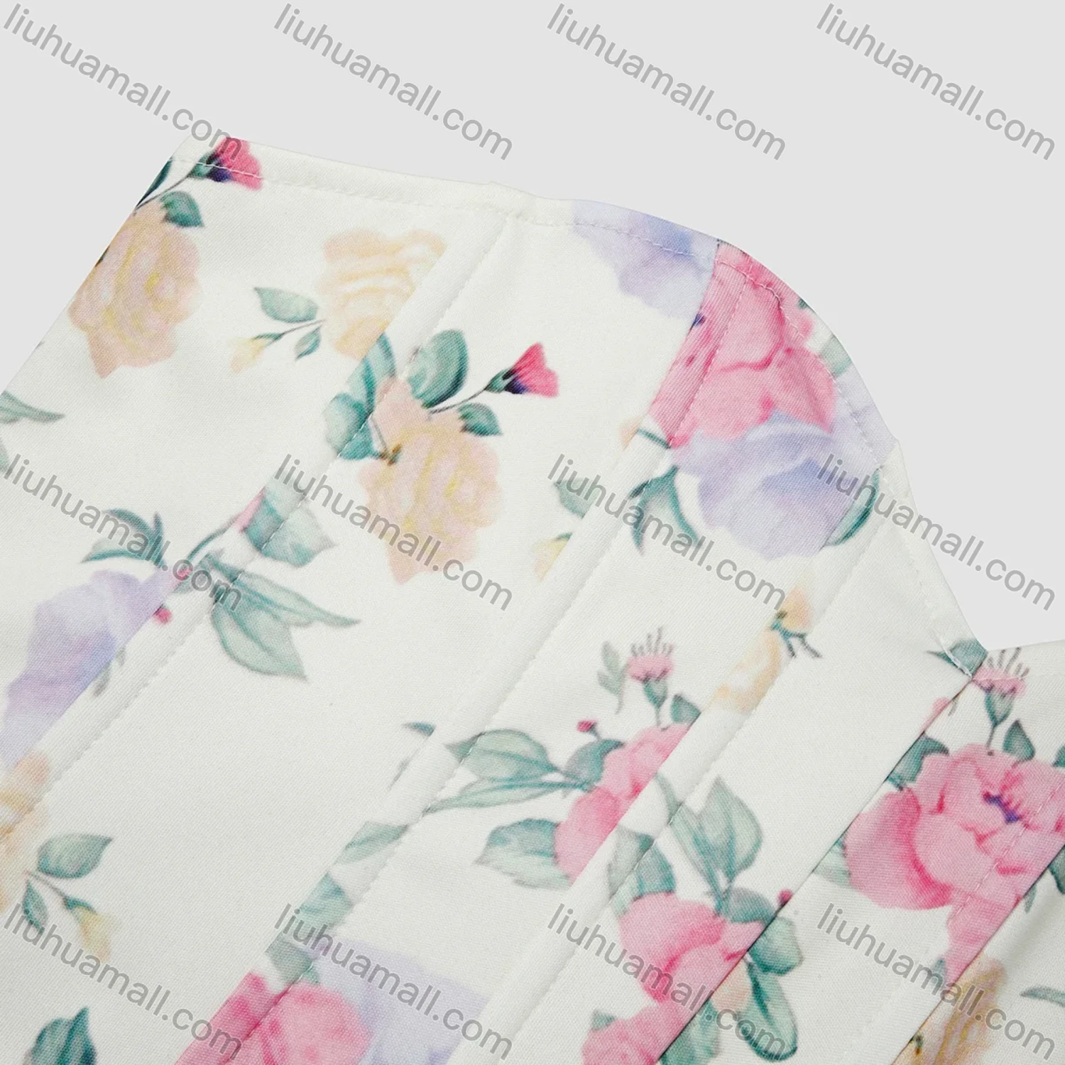 Wholesale Women's Summer Sexy Floral Print Curved Hem Strapless Boned Crop Corset Top - Liuhuamall