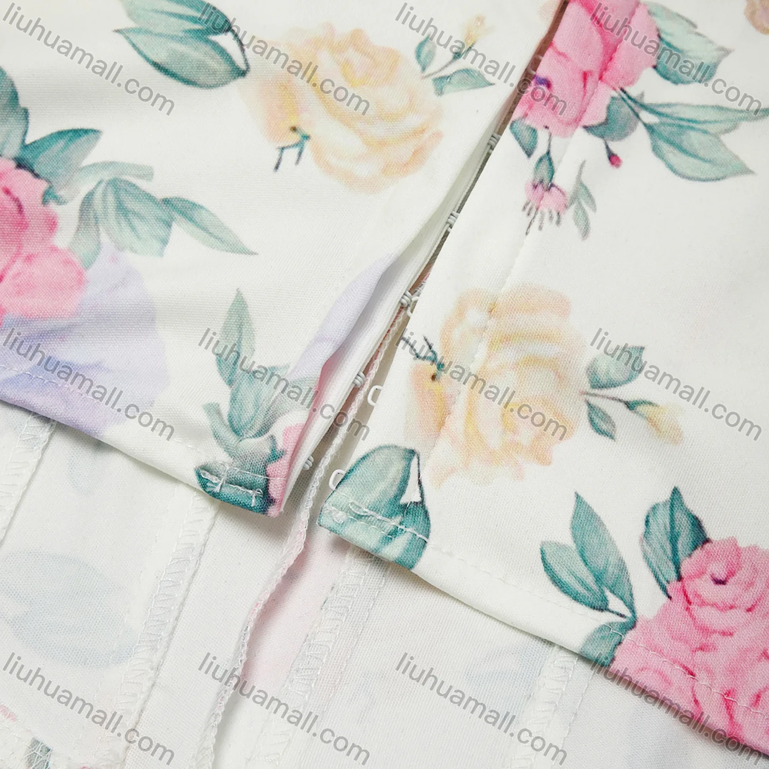 Wholesale Women's Summer Sexy Floral Print Curved Hem Strapless Boned Crop Corset Top - Liuhuamall