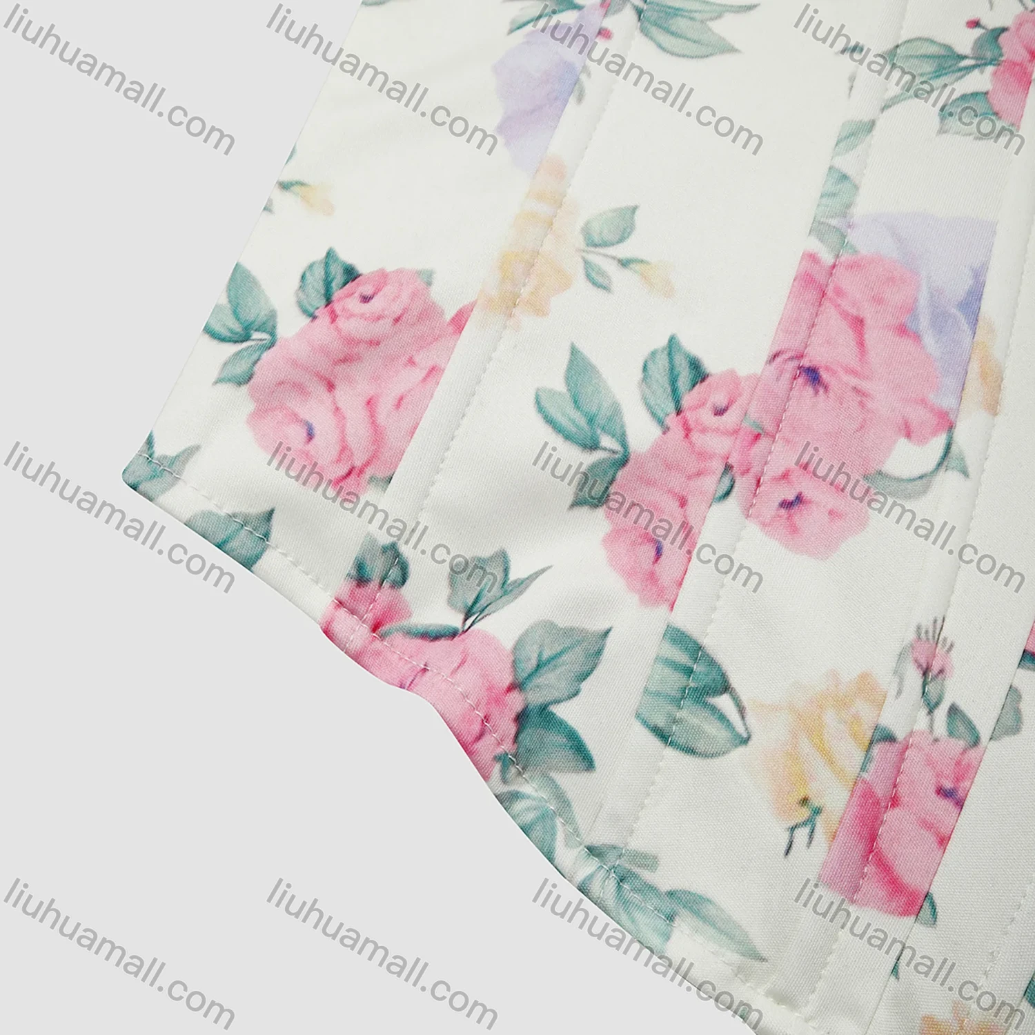 Wholesale Women's Summer Sexy Floral Print Curved Hem Strapless Boned Crop Corset Top - Liuhuamall