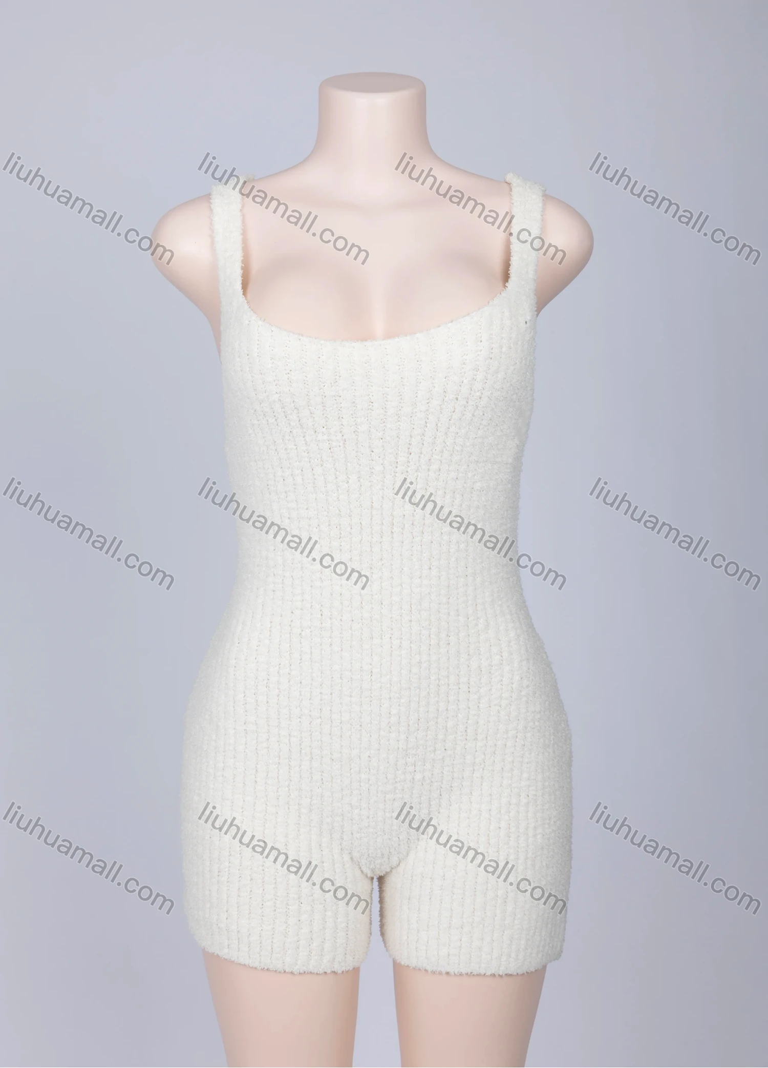 Wholesale Women's Casual Plain Sleeveless Ribbed Slim Fit Cami Romper C5204# - Liuhuamall
