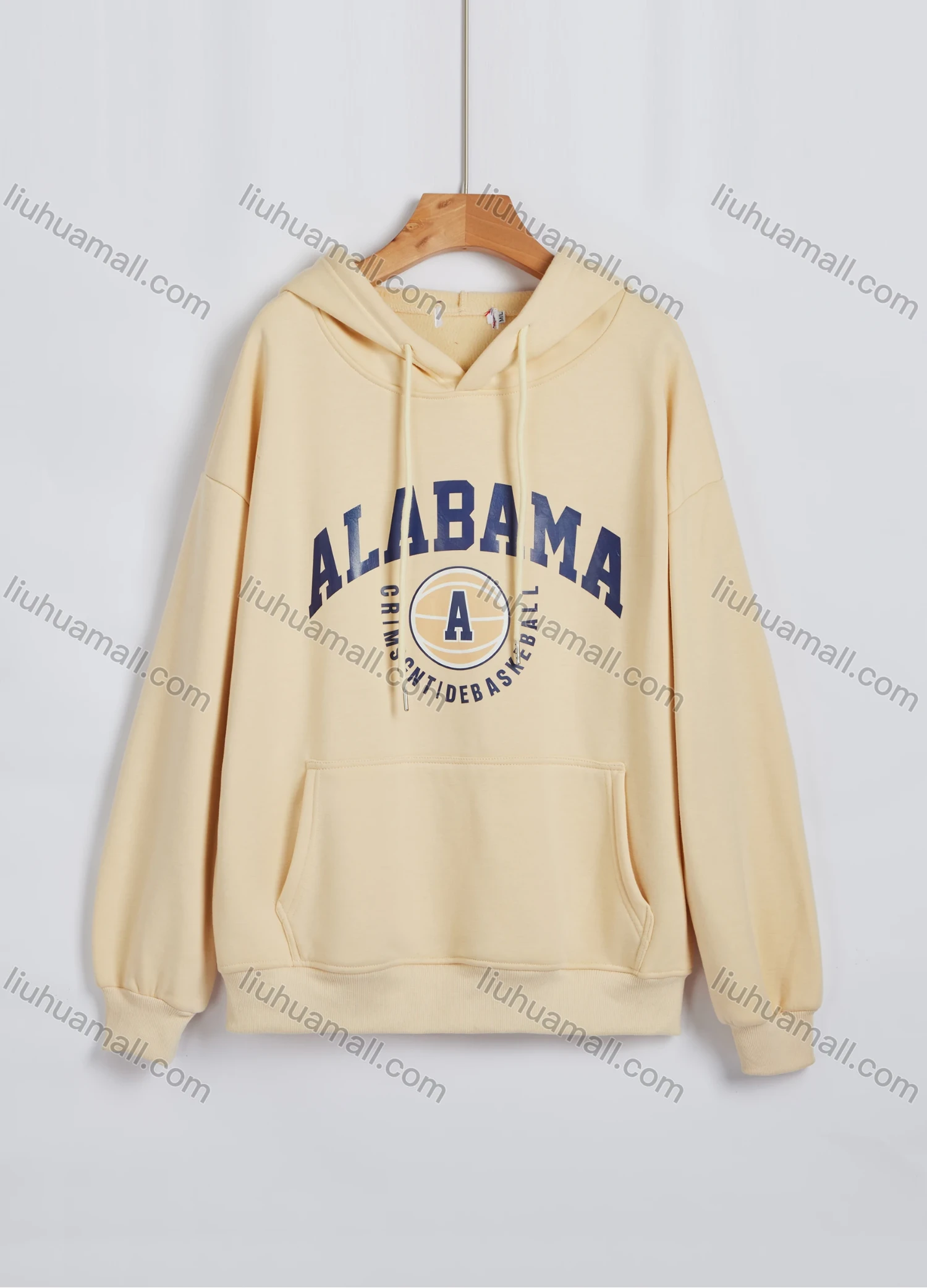 Wholesale Women's Letter Drawstring Long Sleeve Drop Shoulder Casual Pullover Hoodie With Kangaroo Pocket SW-002# - Liuhuamall