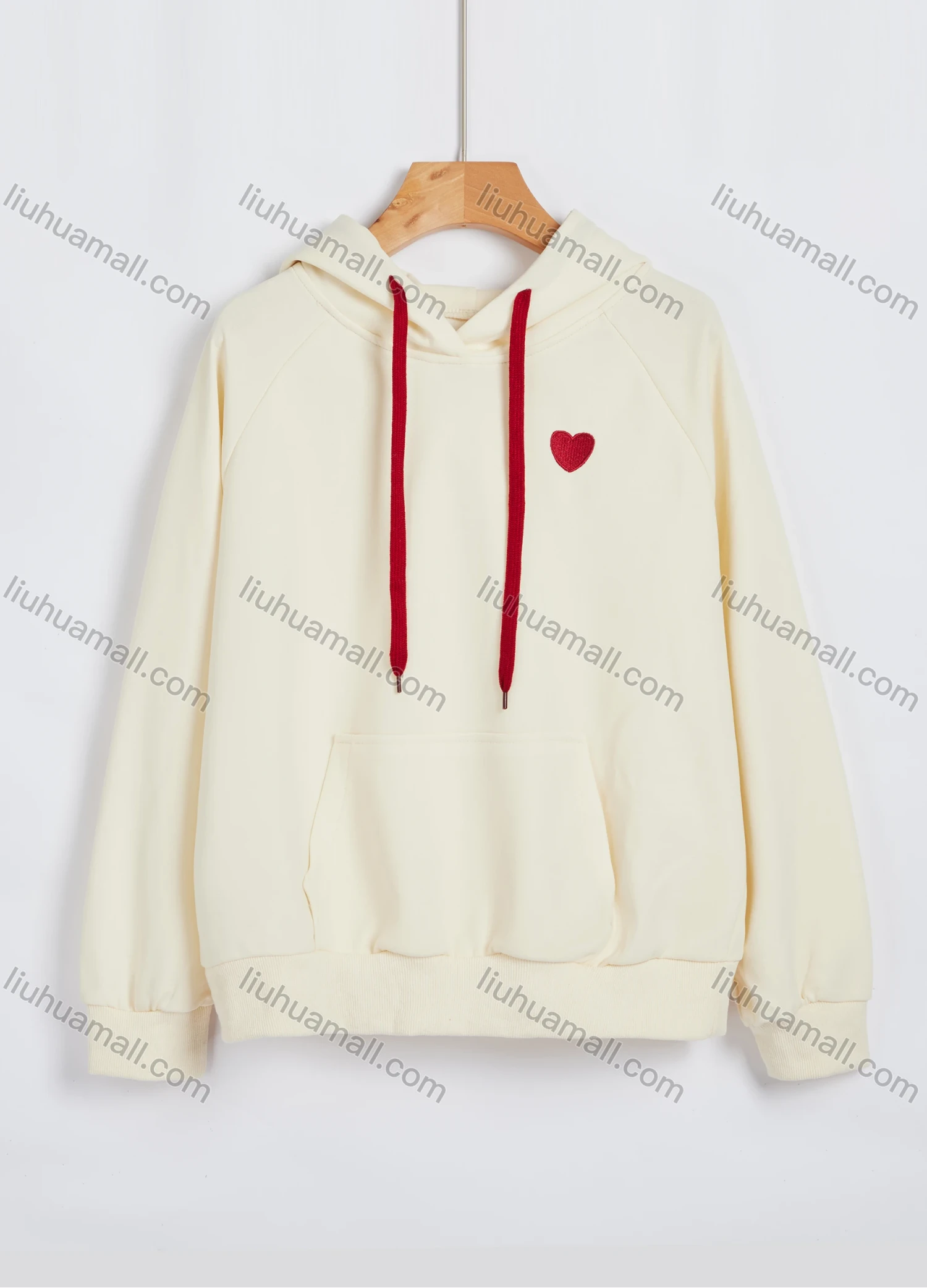 Wholesale Women's Heart Drawstring Long Sleeve Casual Pullover Hoodie With Kangaroo Pocket AB003# - Liuhuamall