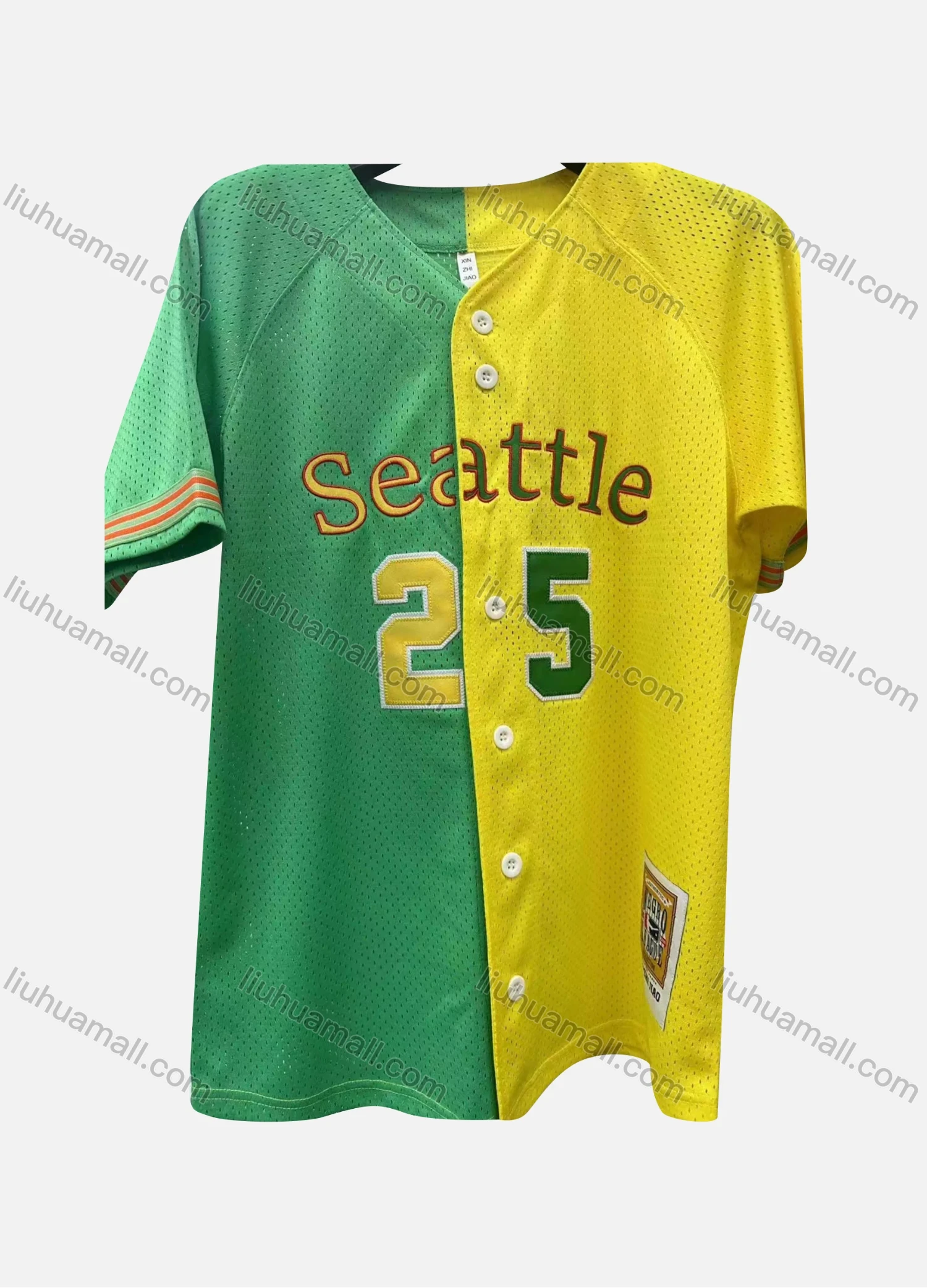 Wholesale Men's Athletic Workout V Neck Letter Button Front Splicing Contrast Breathable Short Sleeve Jersey Top - Liuhuamall