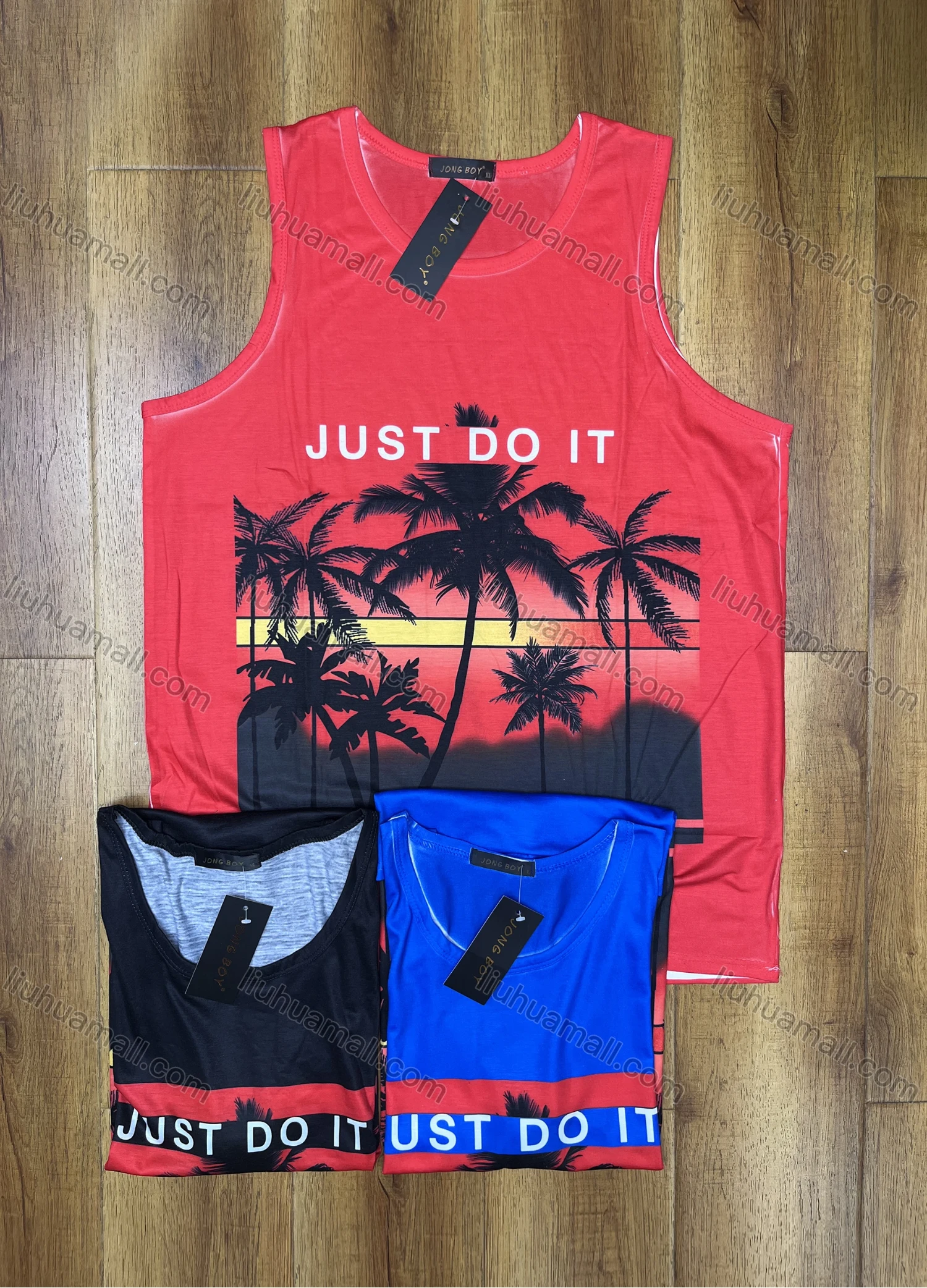 Wholesale Men's Casual Round Neck Sleeveless Letter Tree Print Tank Top - Liuhuamall