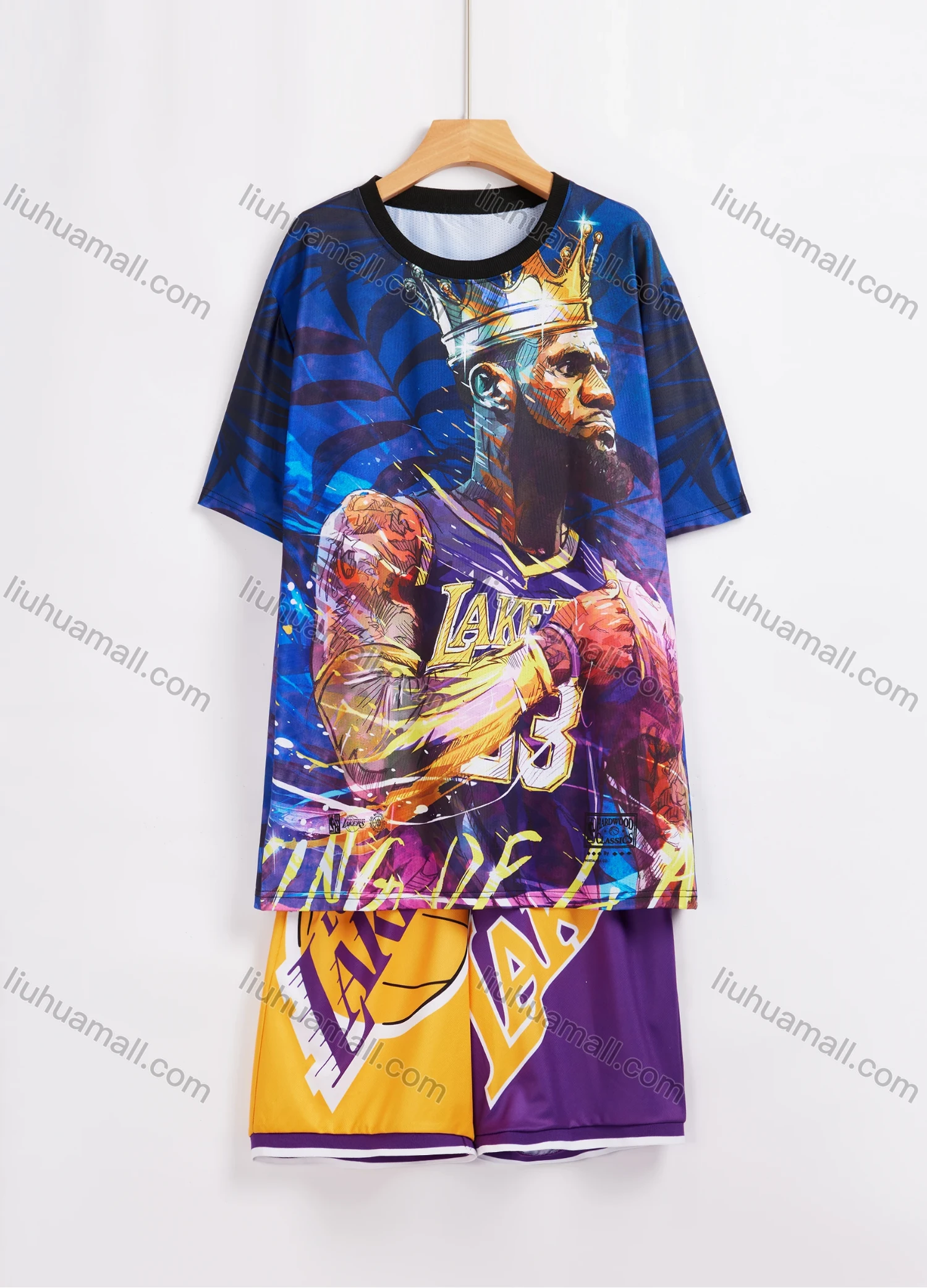 Wholesale Men's Athletic Figure Graphic Letter Round Neck Short Sleeve T-Shirts & Shorts 2 Piece Set - Liuhuamall