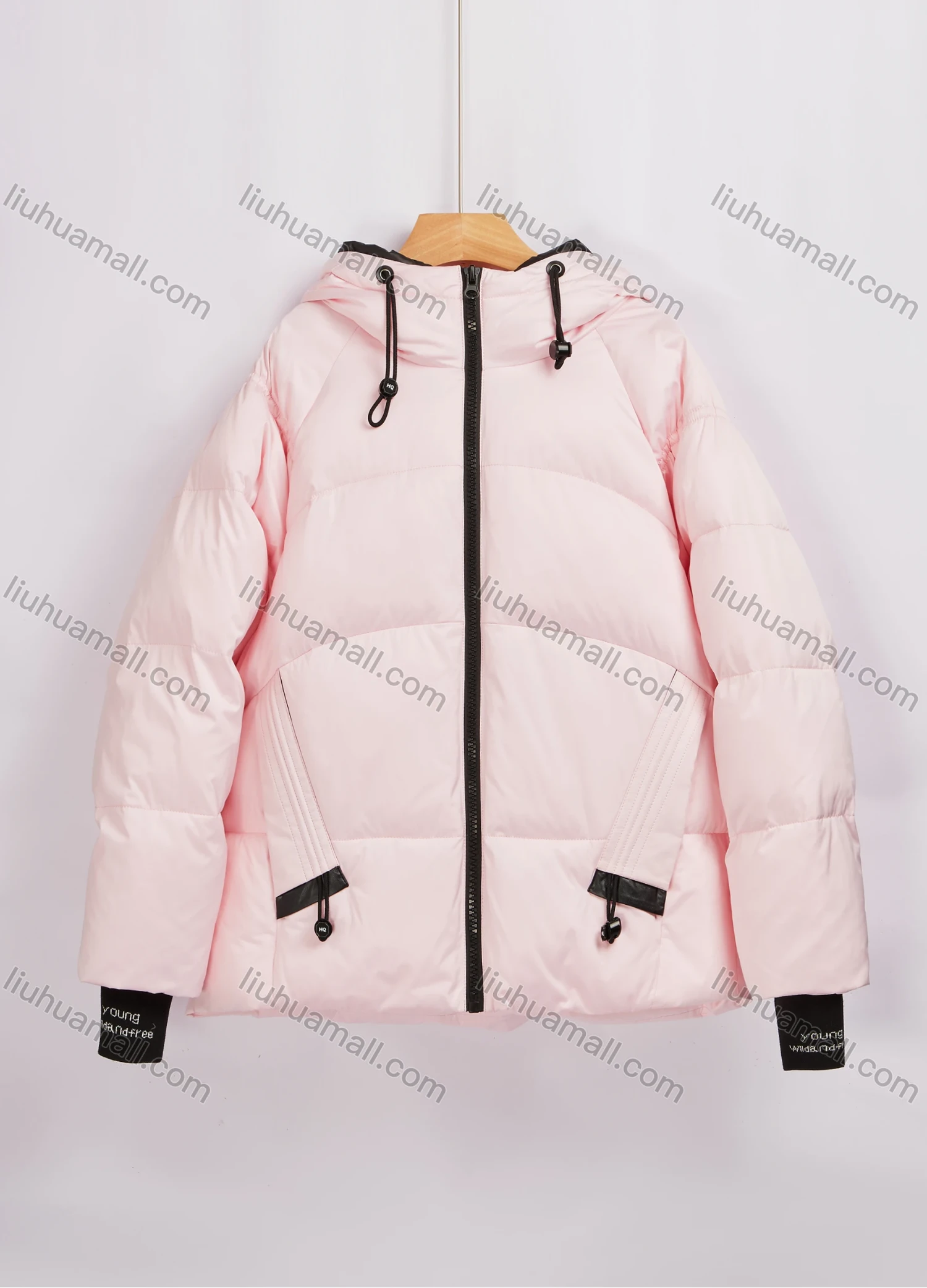 Wholesale Women's Casual Plain Long Sleeve Hooded Patch Pocket Drawstring Puffer Coat 925# - Liuhuamall