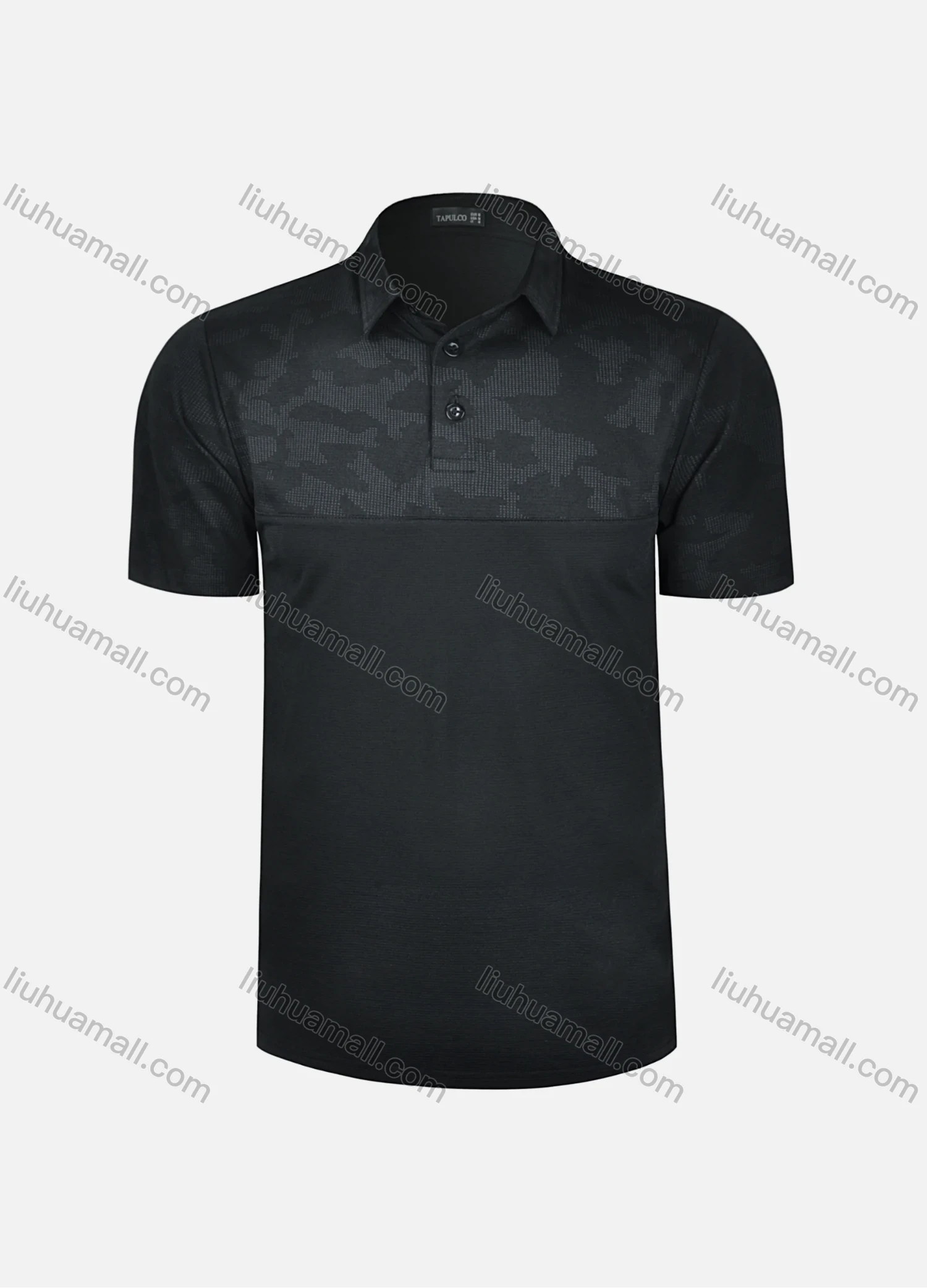 Wholesale Men's Casual Plain Splicing Button Front Short Sleeve Polo Shirt T4BT22# - Liuhuamall