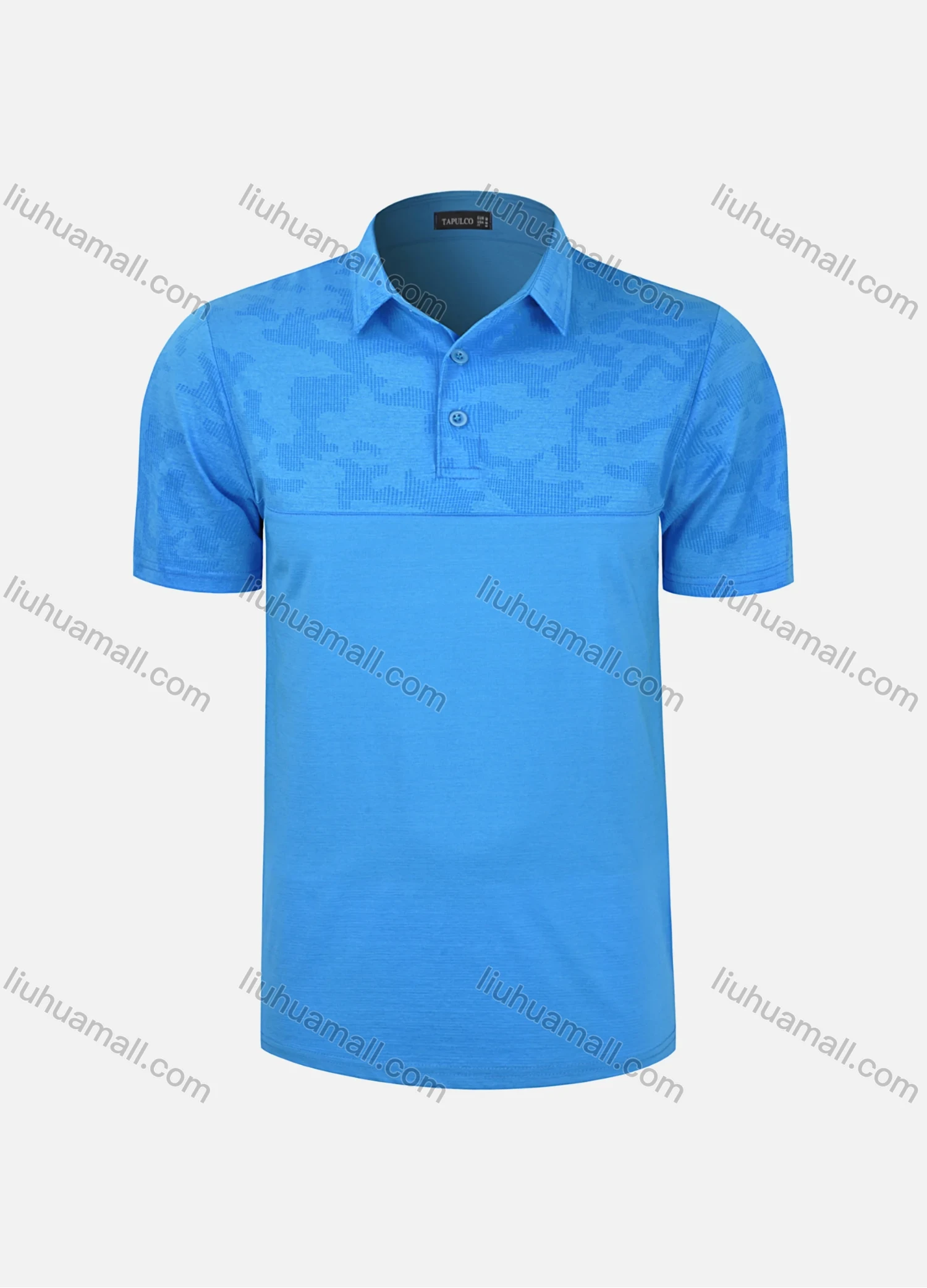 Wholesale Men's Casual Plain Splicing Button Front Short Sleeve Polo Shirt T4BT22# - Liuhuamall