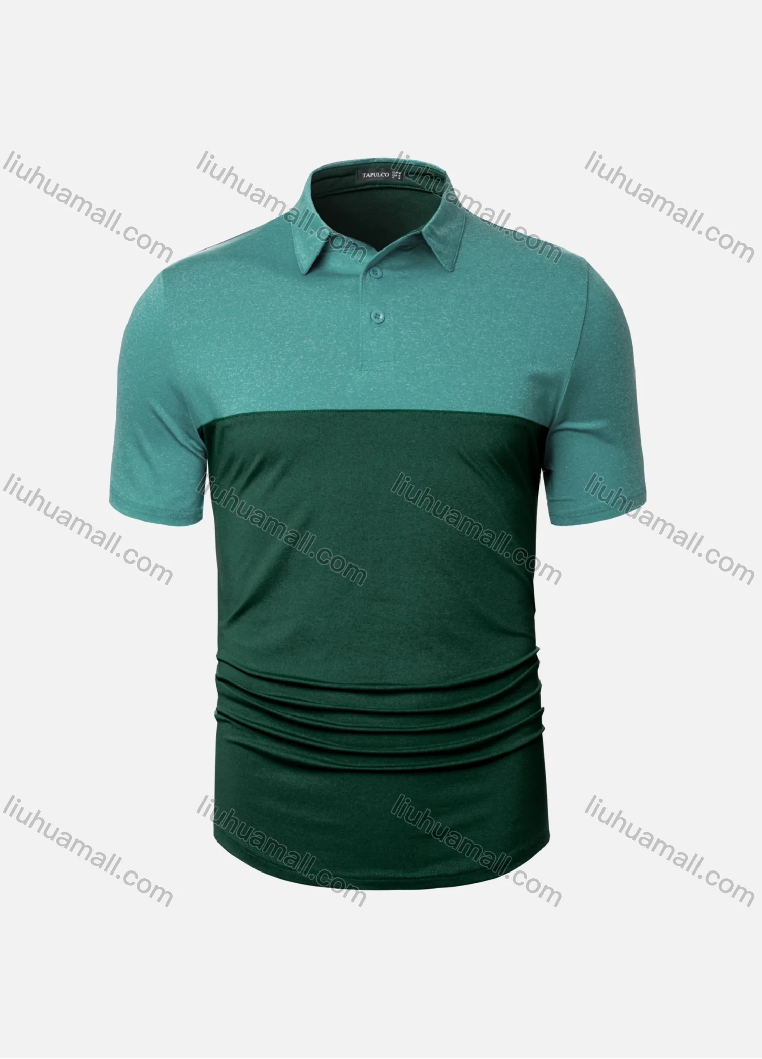 Wholesale Men's Casual Plain Splicing Button Front Short Sleeve Polo Shirt T4BT22# - Liuhuamall