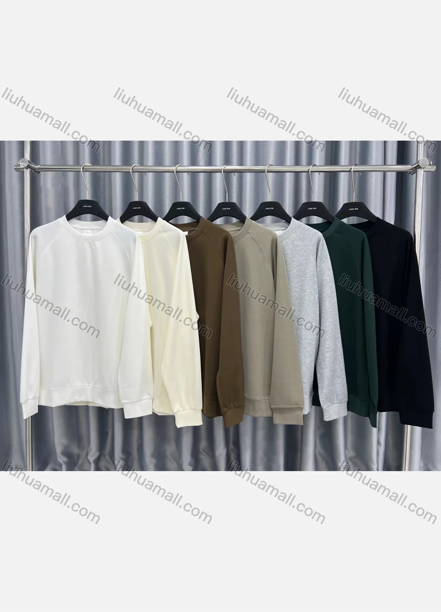 Wholesale Men's Casual Basics Plain Round Neck Long Sleeve Sweatshirt W4010# - Liuhuamall