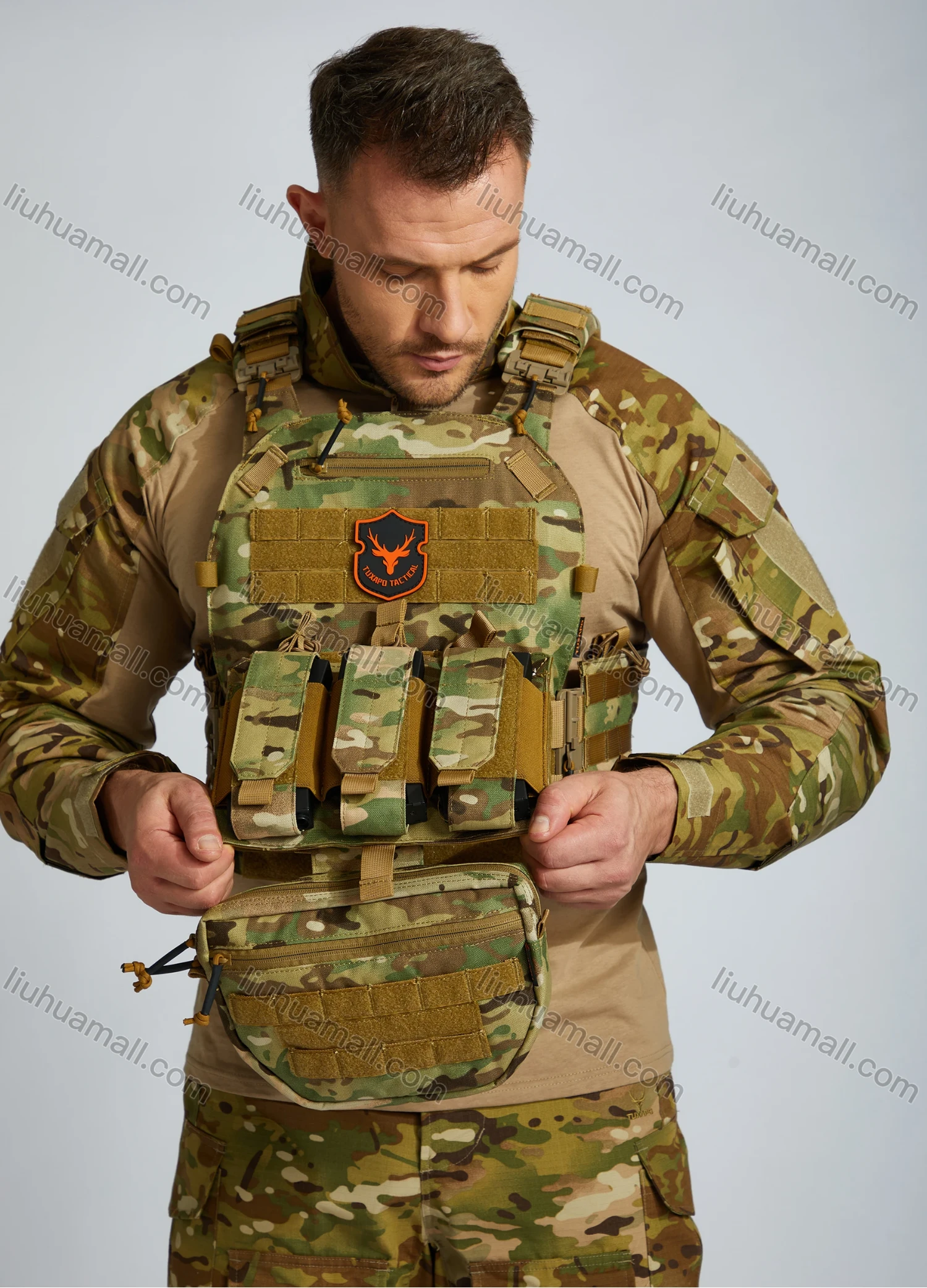Wholesale Men's Nylon Camouflage Tactical Detachable Molle Vest & Belly Bag Set TPV17SCP# - Liuhuamall