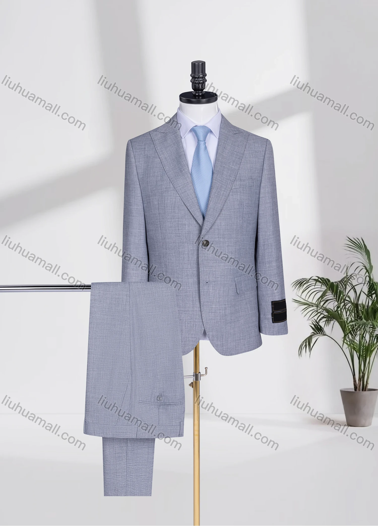 Wholesale Men's Formal Lapel Plain Two Buttons Flap Pockets Blazer Jacket & Pants 2 Piece Suit Set 1055-4# - Liuhuamall