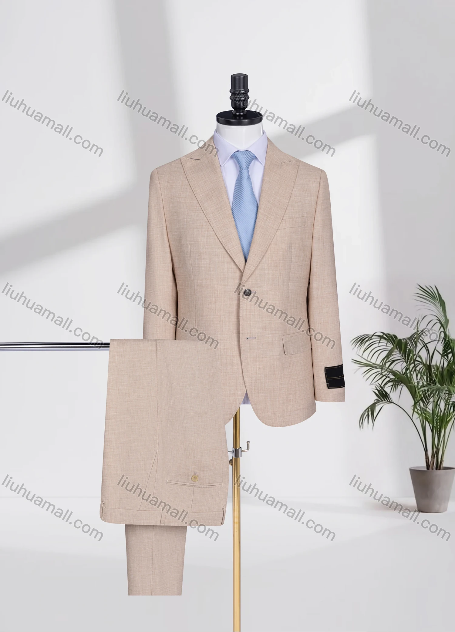Wholesale Men's Formal Lapel Plain Two Buttons Flap Pockets Blazer Jacket & Pants 2 Piece Suit Set 1055-4# - Liuhuamall