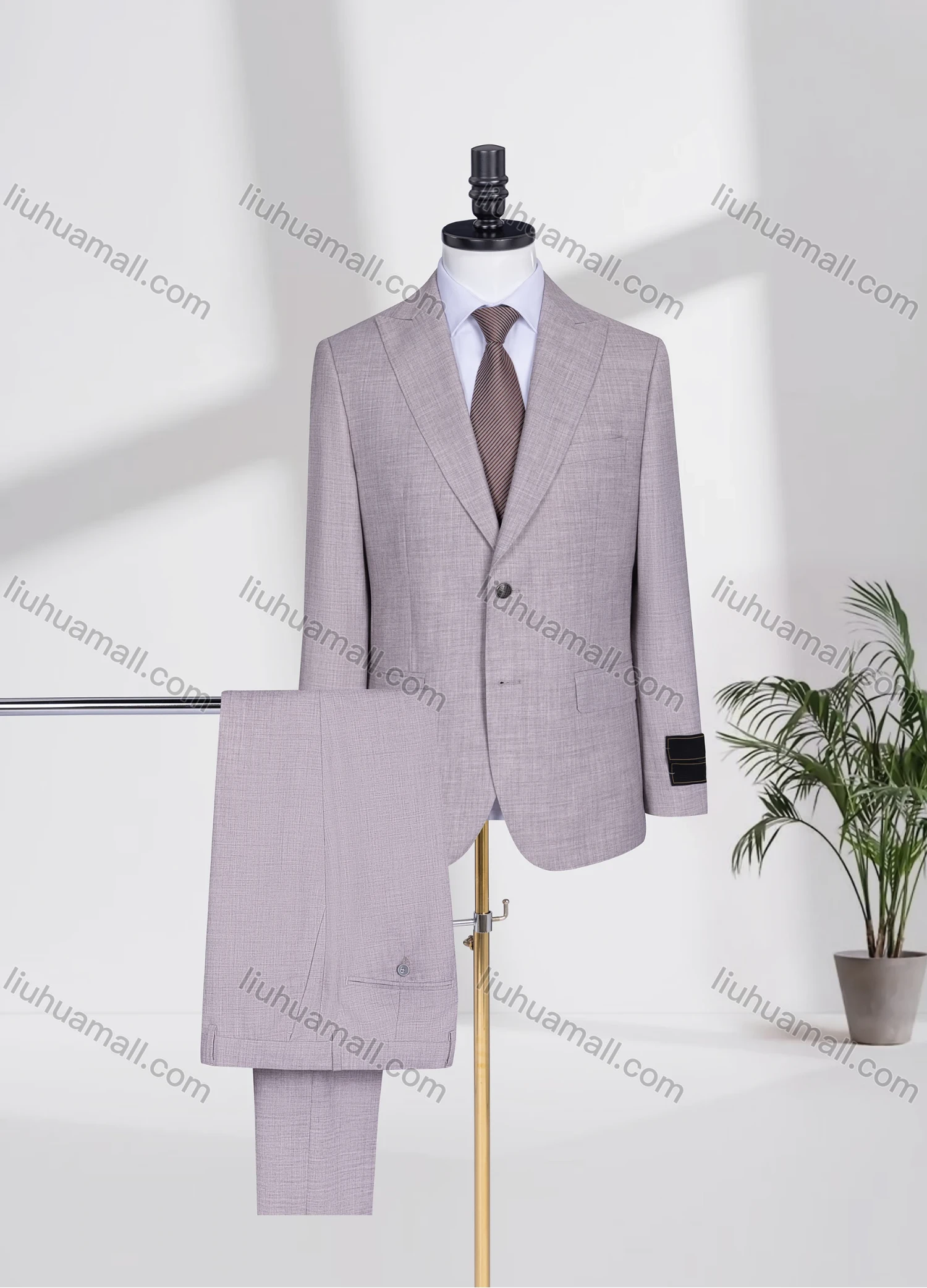 Wholesale Men's Formal Lapel Plain Two Buttons Flap Pockets Blazer Jacket & Pants 2 Piece Suit Set 1055-4# - Liuhuamall