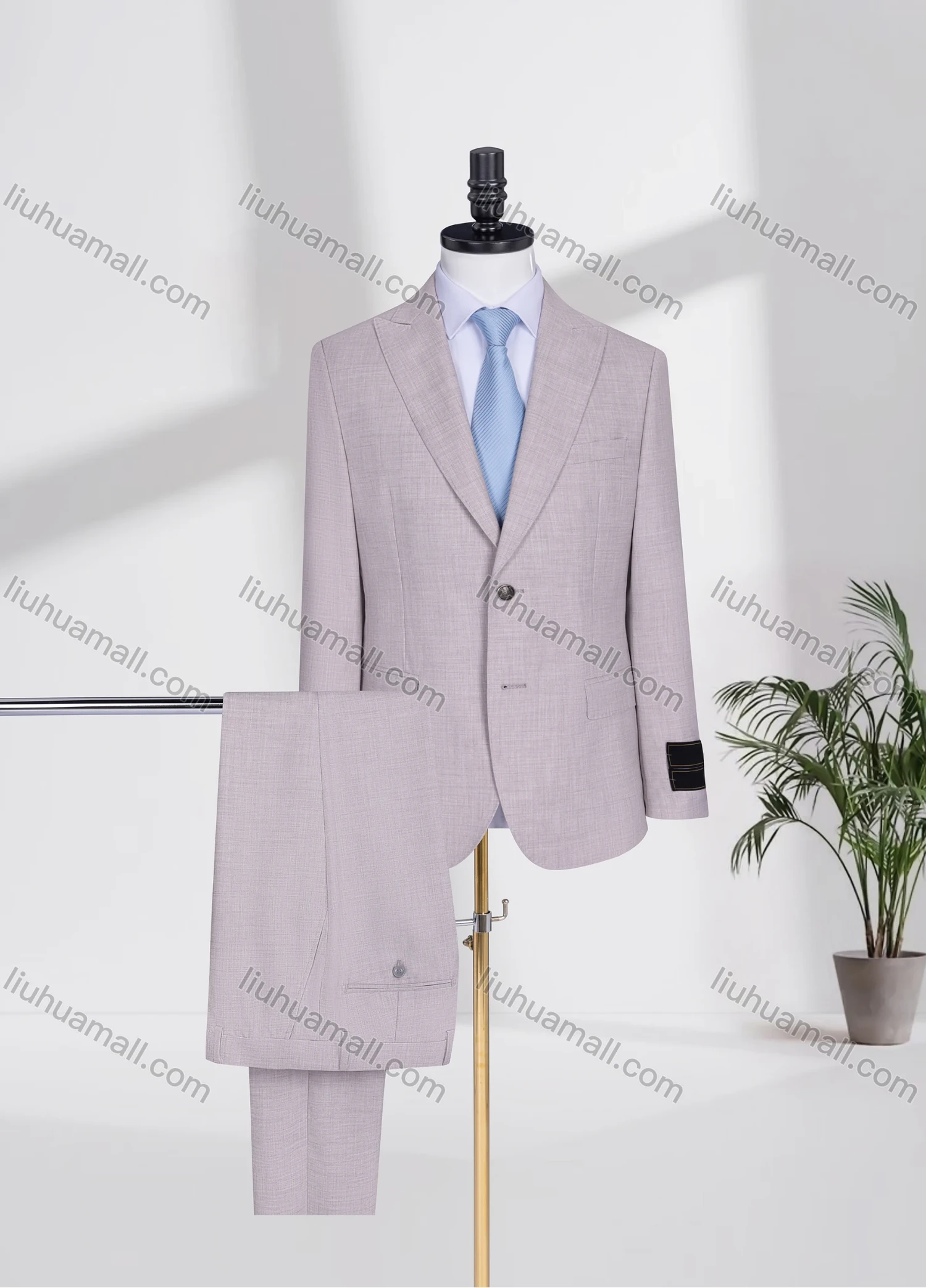 Wholesale Men's Formal Lapel Plain Two Buttons Flap Pockets Blazer Jacket & Pants 2 Piece Suit Set 1055-4# - Liuhuamall