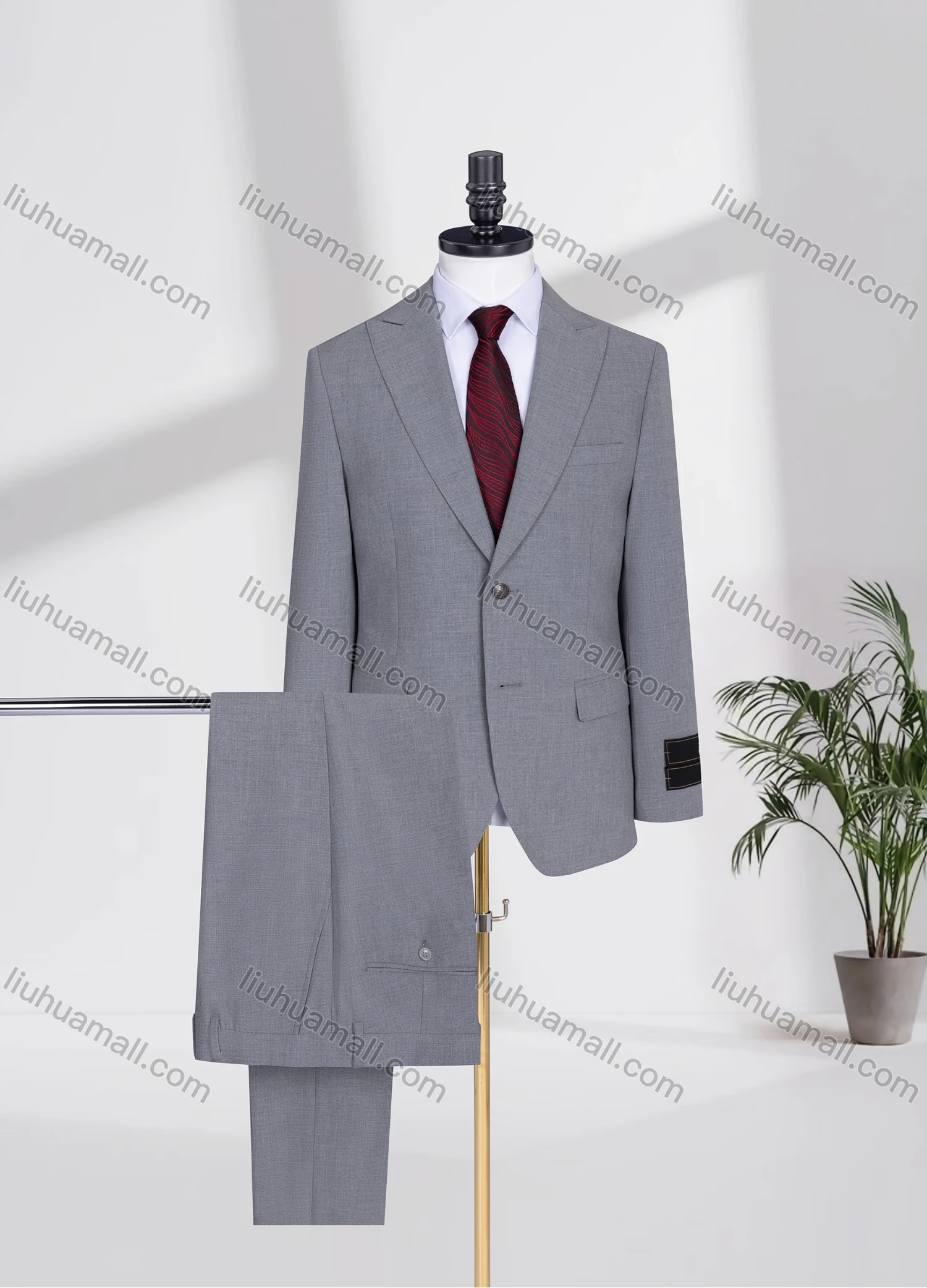 Wholesale Men's Business Lapel Plain Two Buttons Flap Pockets Blazer Jacket & Pants 2 Piece Suit Set 3207-8# - Liuhuamall