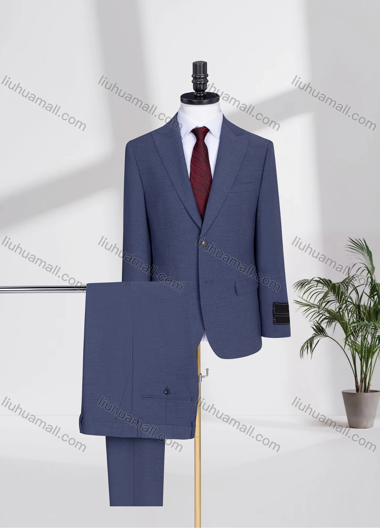 Wholesale Men's Business Lapel Plain Two Buttons Flap Pockets Blazer Jacket & Pants 2 Piece Suit Set 3207-8# - Liuhuamall
