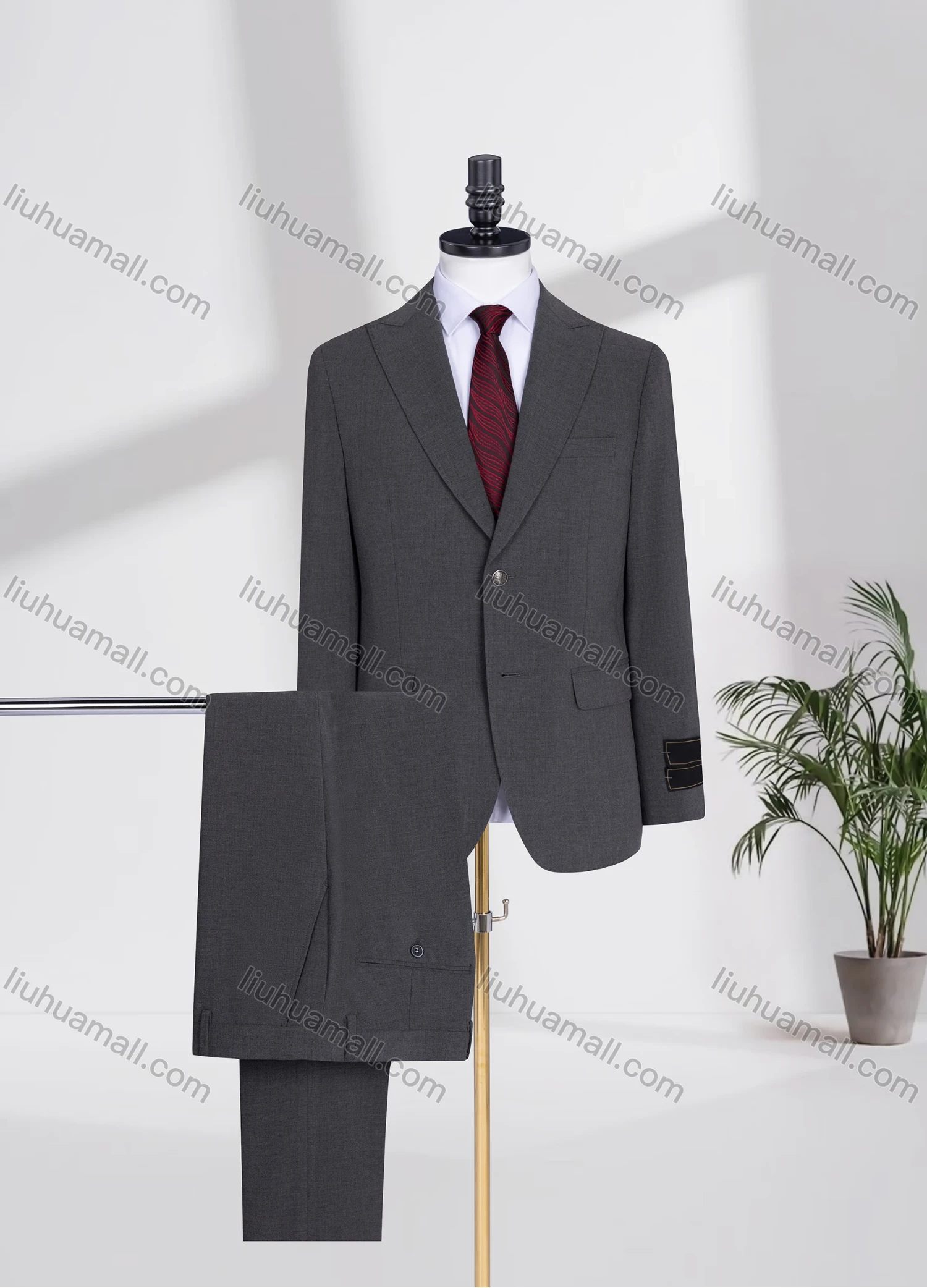 Wholesale Men's Business Lapel Plain Two Buttons Flap Pockets Blazer Jacket & Pants 2 Piece Suit Set 3207-8# - Liuhuamall