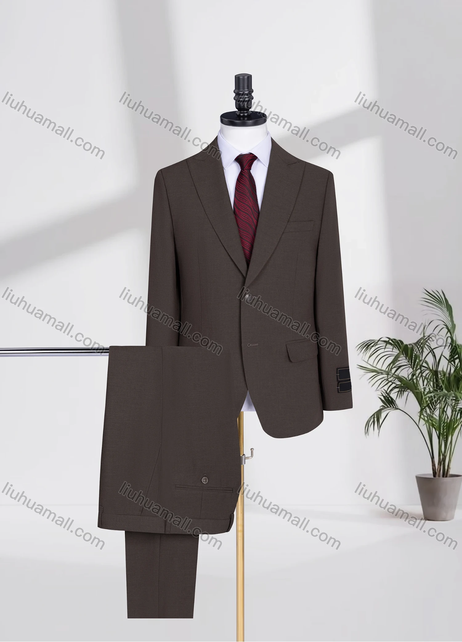 Wholesale Men's Business Lapel Plain Two Buttons Flap Pockets Blazer Jacket & Pants 2 Piece Suit Set 3207-8# - Liuhuamall