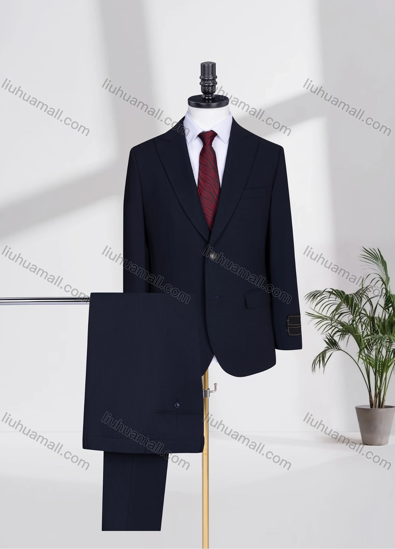 Wholesale Men's Business Lapel Plain Two Buttons Flap Pockets Blazer Jacket & Pants 2 Piece Suit Set 3207-8# - Liuhuamall