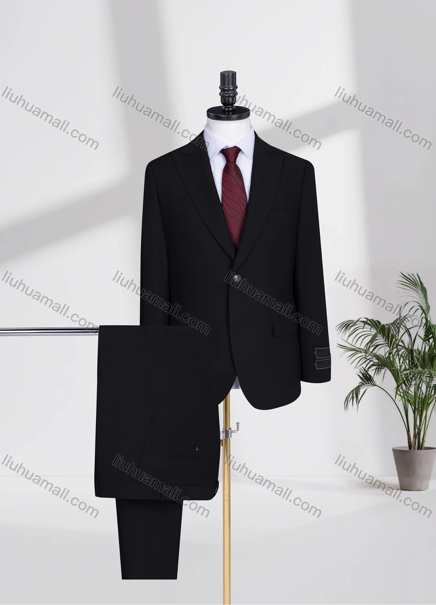 Wholesale Men's Business Lapel Plain Two Buttons Flap Pockets Blazer Jacket & Pants 2 Piece Suit Set 3207-8# - Liuhuamall