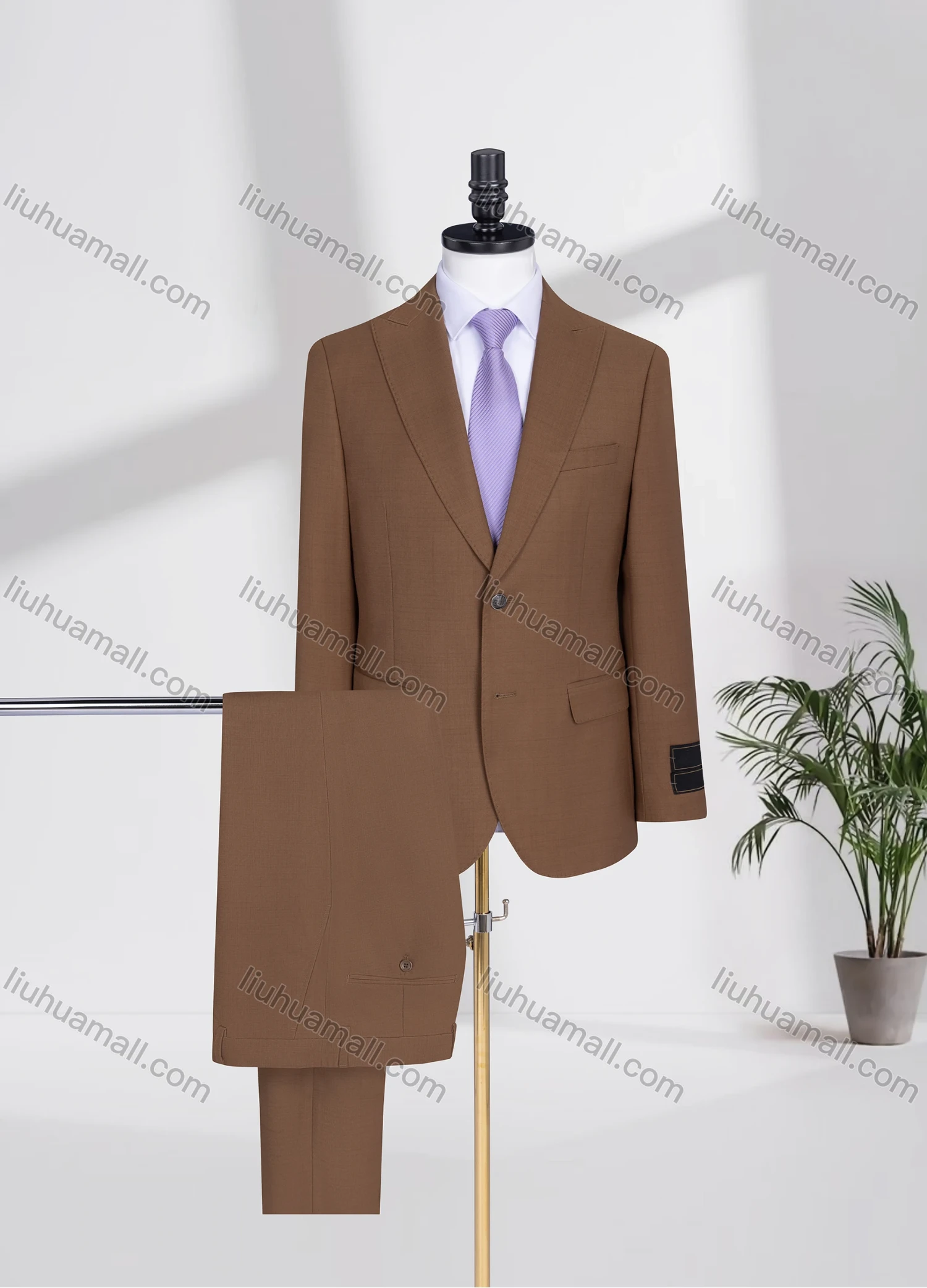 Wholesale Men's Business Lapel Plain Two Buttons Flap Pockets Blazer Jacket & Pants 2 Piece Suit Set 3347-9# - Liuhuamall