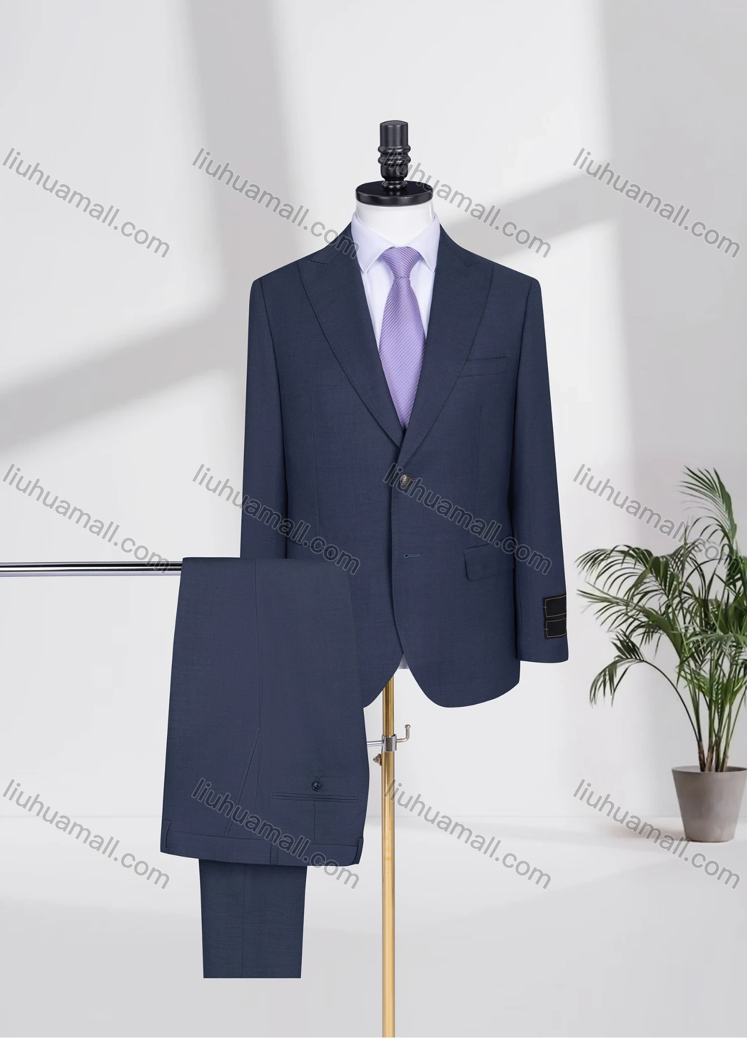 Wholesale Men's Business Lapel Plain Two Buttons Flap Pockets Blazer Jacket & Pants 2 Piece Suit Set 3347-9# - Liuhuamall