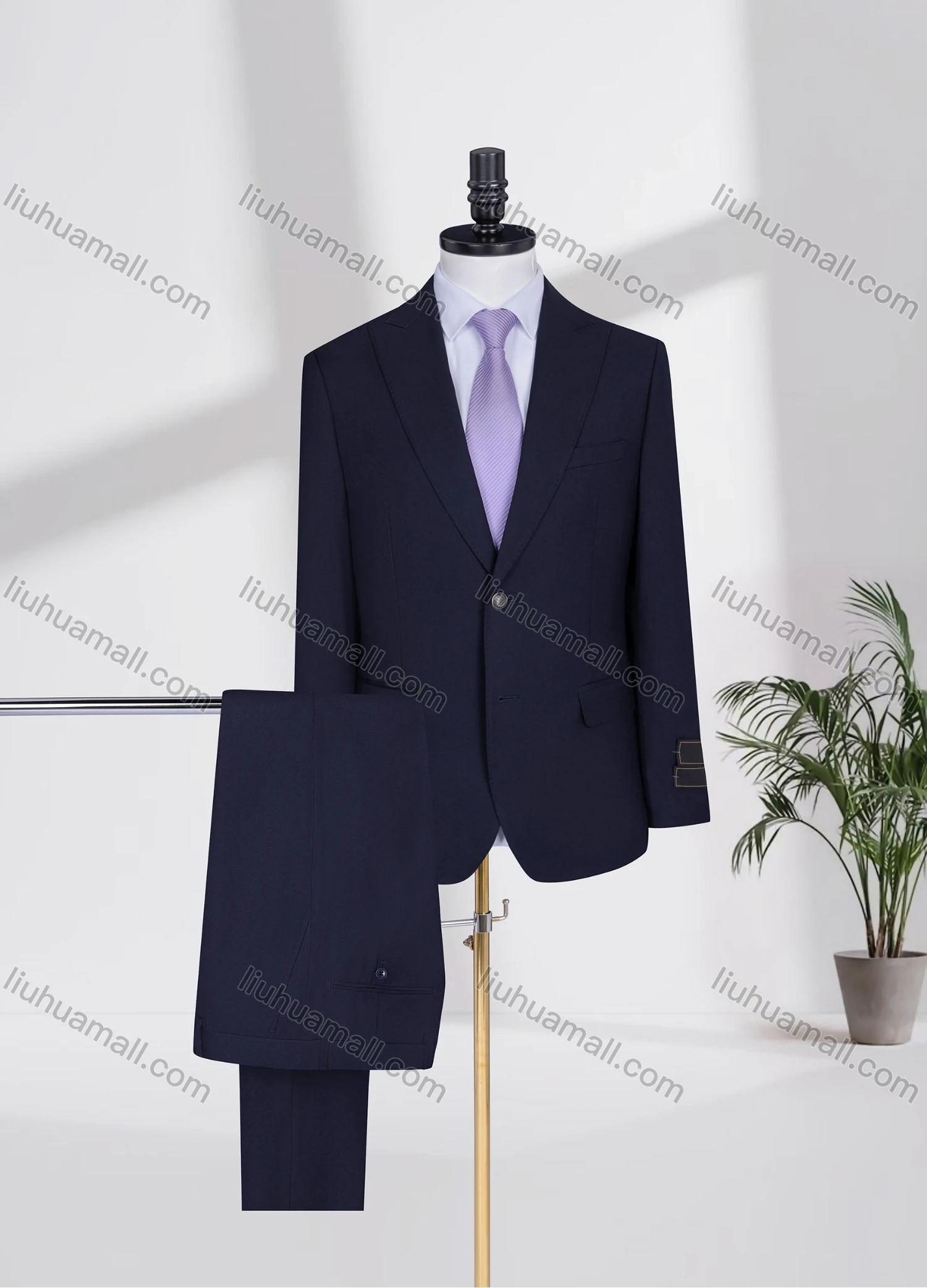 Wholesale Men's Business Lapel Plain Two Buttons Flap Pockets Blazer Jacket & Pants 2 Piece Suit Set 3347-9# - Liuhuamall