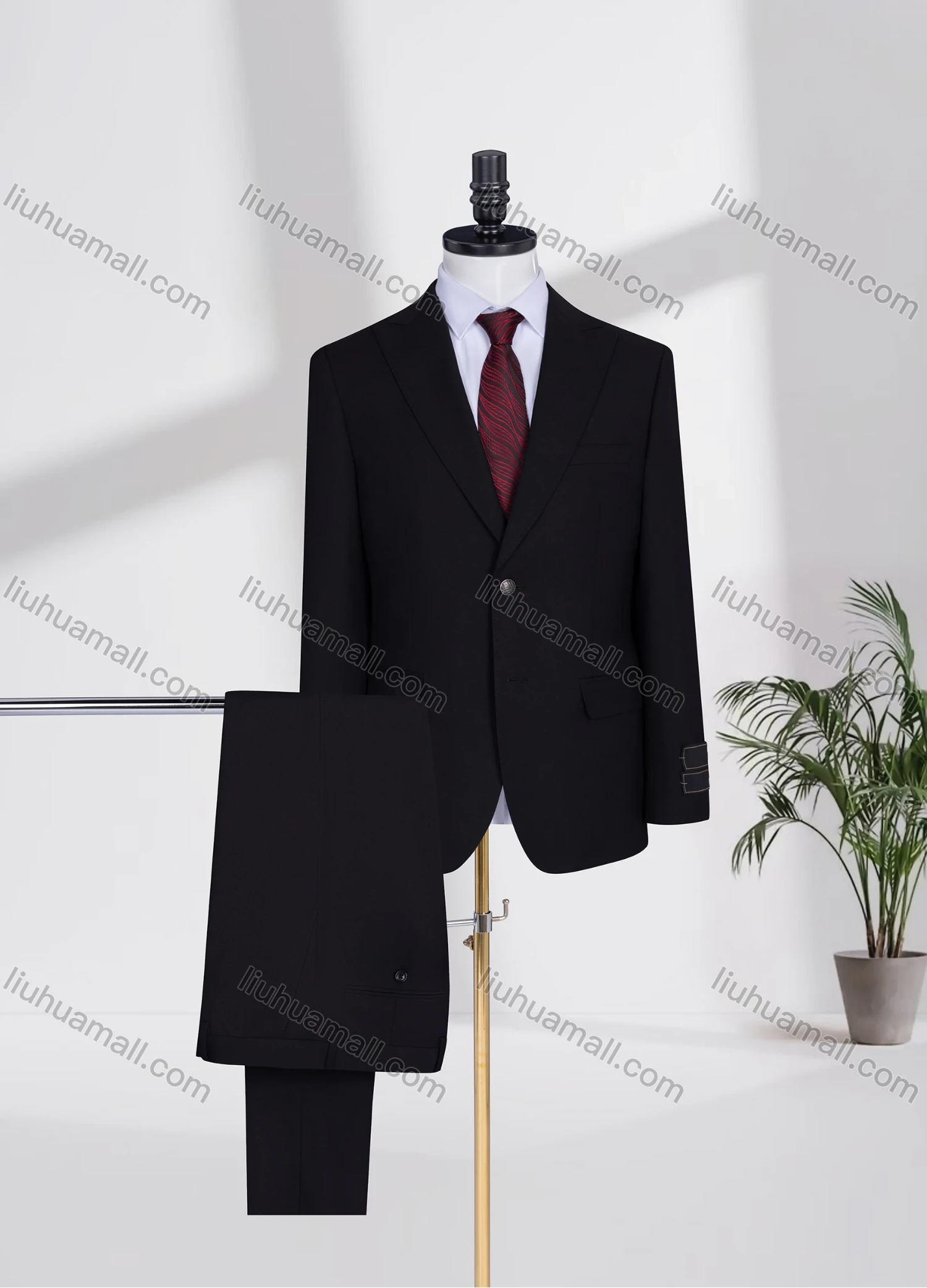 Wholesale Men's Business Lapel Plain Two Buttons Flap Pockets Blazer Jacket & Pants 2 Piece Suit Set 3347-9# - Liuhuamall