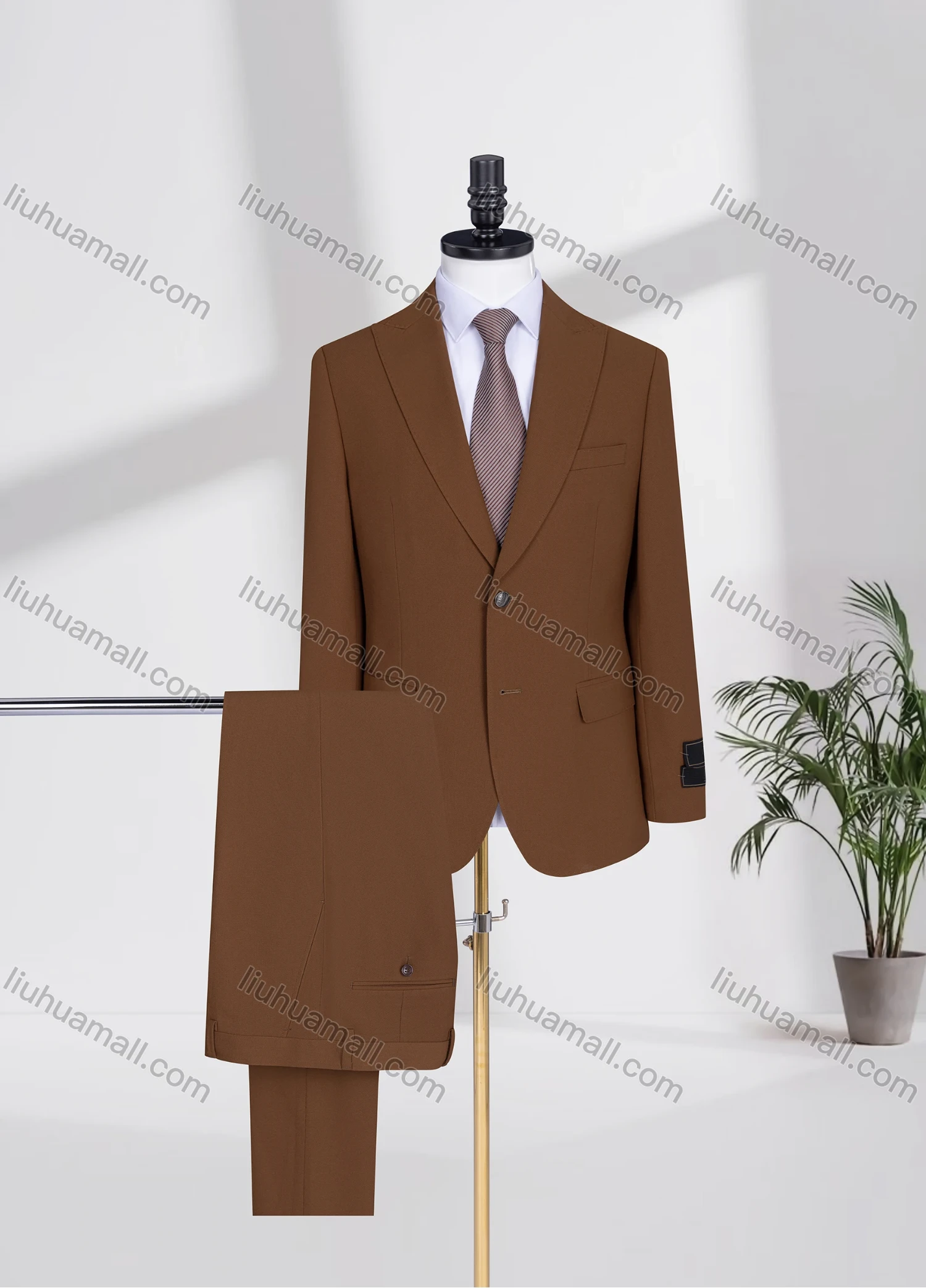 Wholesale Men's Formal Lapel Plain Two Buttons Flap Pockets Blazer Jacket & Pants 2 Piece Suit Set 3468-7# - Liuhuamall
