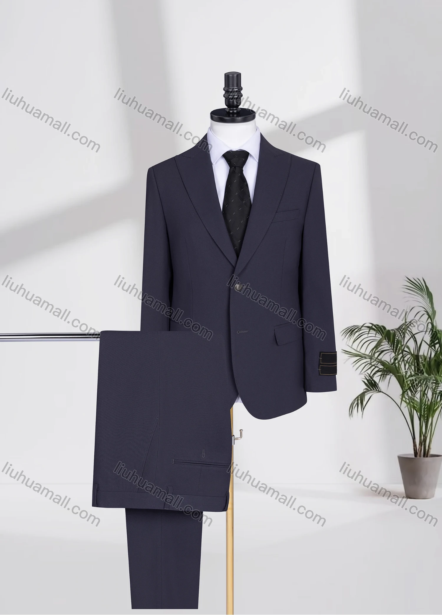 Wholesale Men's Formal Lapel Plain Two Buttons Flap Pockets Blazer Jacket & Pants 2 Piece Suit Set 3468-7# - Liuhuamall