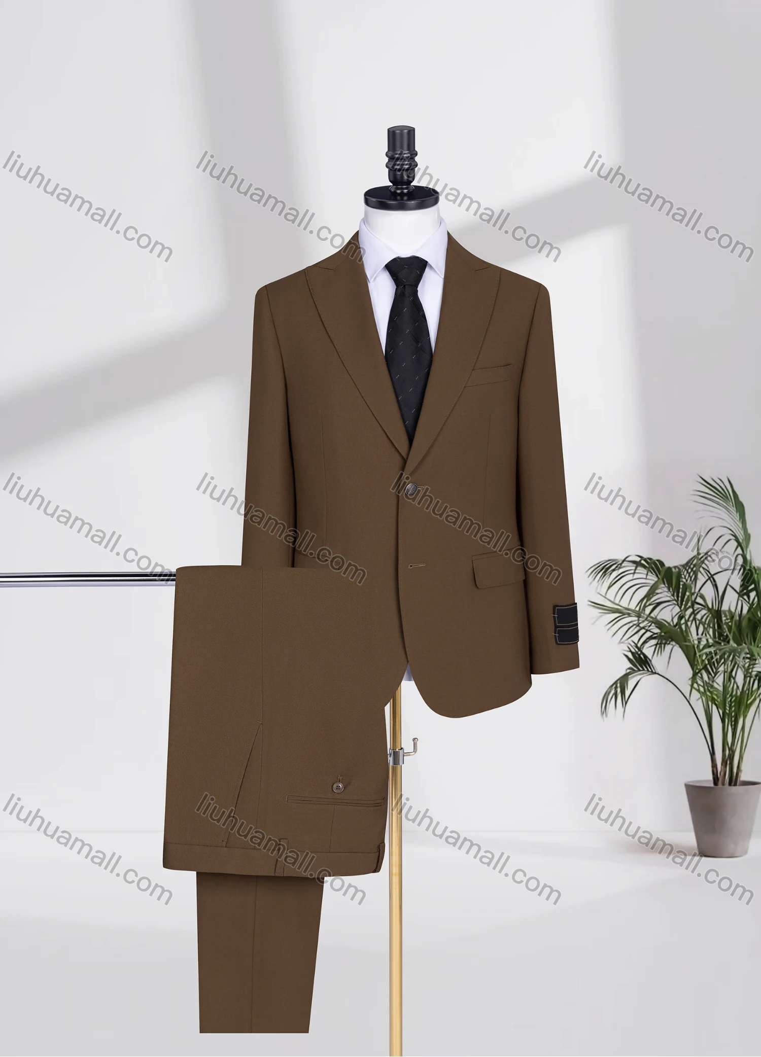 Wholesale Men's Formal Lapel Plain Two Buttons Flap Pockets Blazer Jacket & Pants 2 Piece Suit Set 3468-7# - Liuhuamall