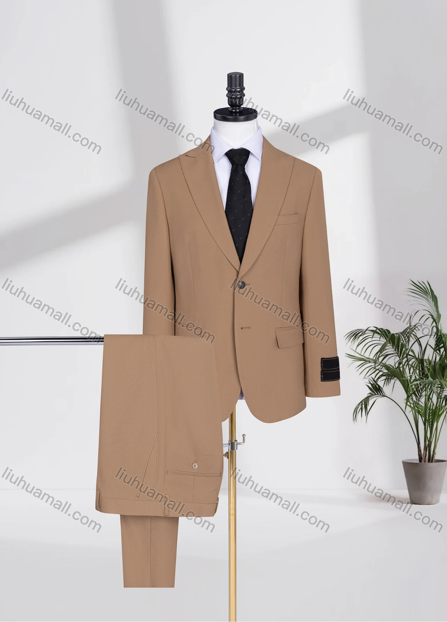 Wholesale Men's Formal Lapel Plain Two Buttons Flap Pockets Blazer Jacket & Pants 2 Piece Suit Set 3468-7# - Liuhuamall