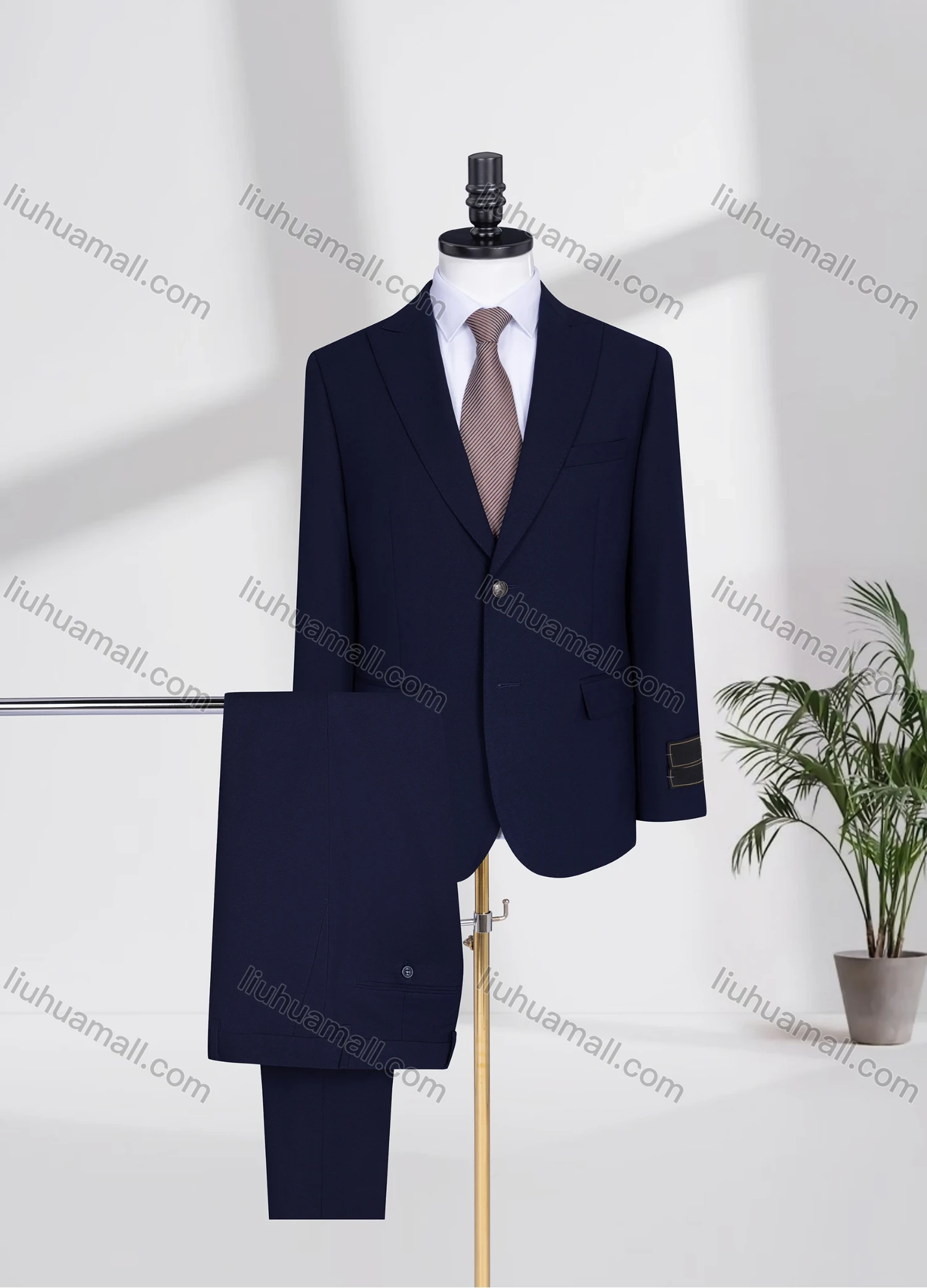 Wholesale Men's Formal Lapel Plain Two Buttons Flap Pockets Blazer Jacket & Pants 2 Piece Suit Set 3468-7# - Liuhuamall