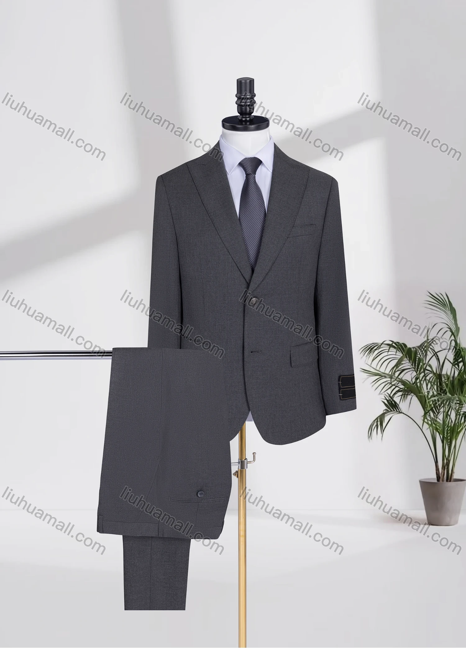 Wholesale Men's Formal Lapel Plain Two Buttons Flap Pockets Blazer Jacket & Pants 2 Piece Suit Set D2655-5# - Liuhuamall