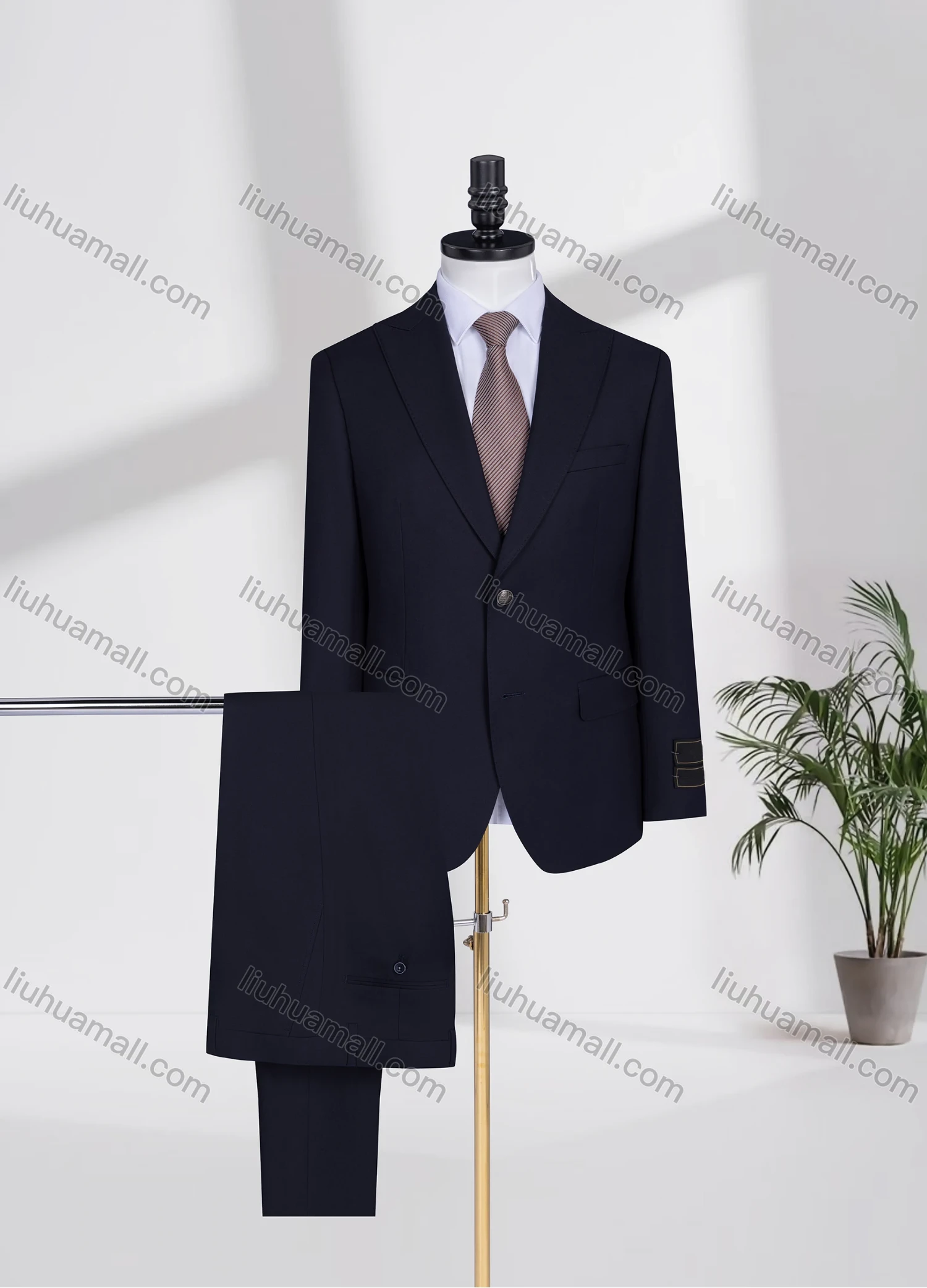 Wholesale Men's Formal Lapel Plain Two Buttons Flap Pockets Blazer Jacket & Pants 2 Piece Suit Set D2655-5# - Liuhuamall