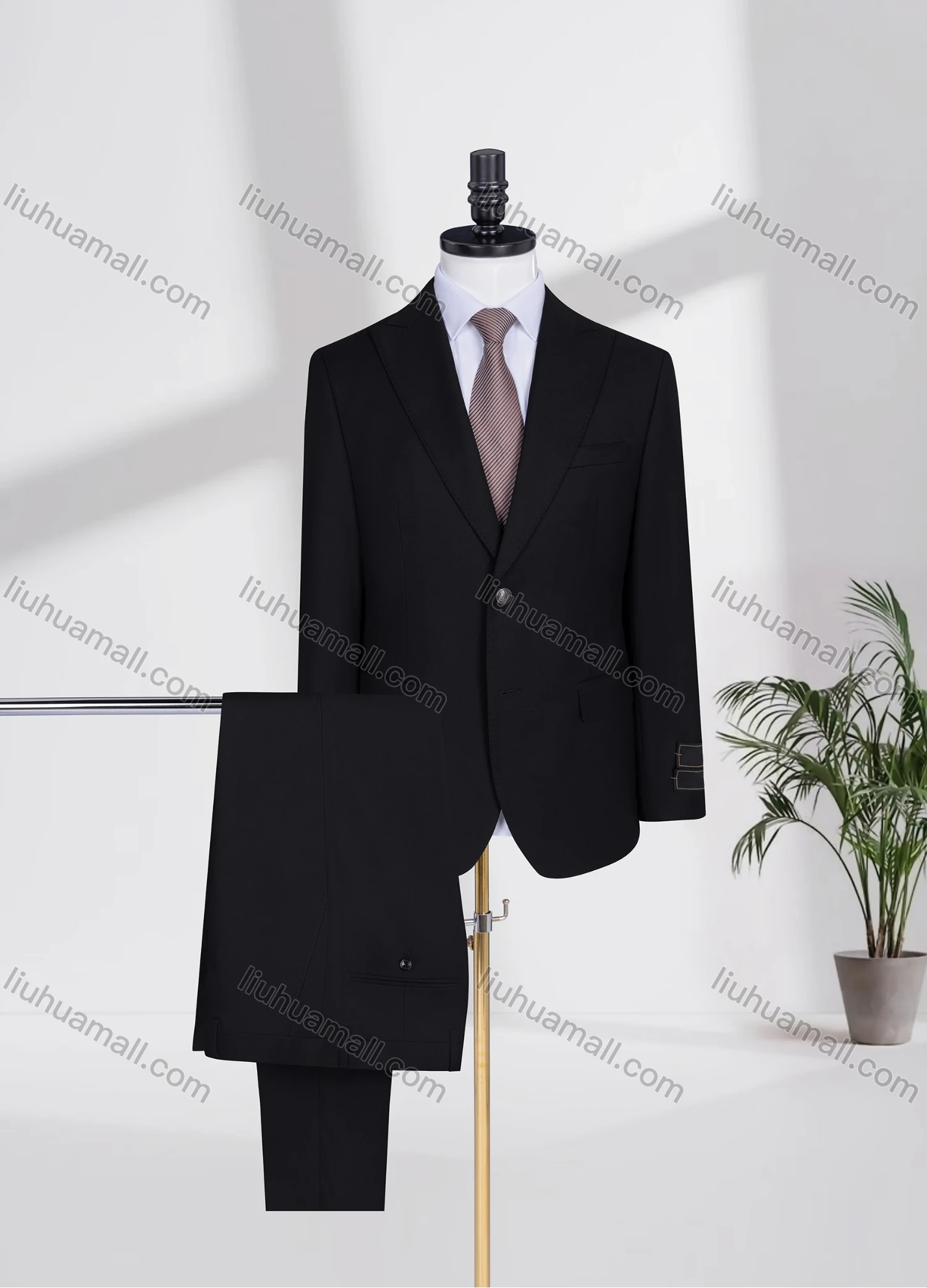 Wholesale Men's Formal Lapel Plain Two Buttons Flap Pockets Blazer Jacket & Pants 2 Piece Suit Set D2655-5# - Liuhuamall